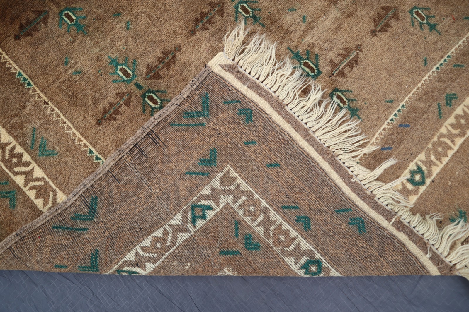 Terracotta Rug 3’8×6’3 ft Afghan Handmade Neutral Rug- Gray Caucasian Rustic Rug