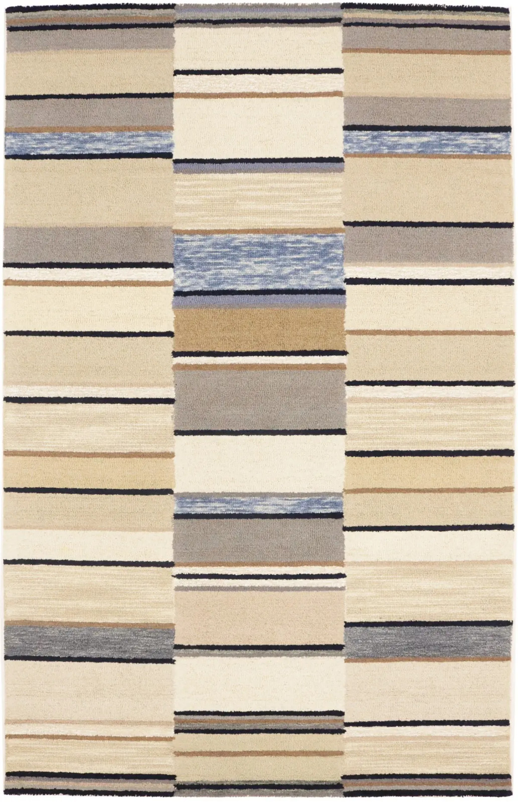 5×8 Hand-Tufted Modern Wool Rug Carpet with Multicolored Stripes Design
