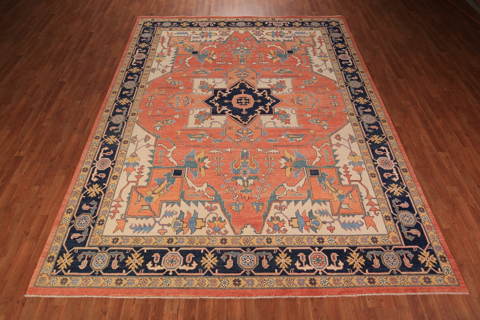 Rust Heriz Serapi Beauty Hand-made Oriental Living Room Carpet in Wool 9×11 ft