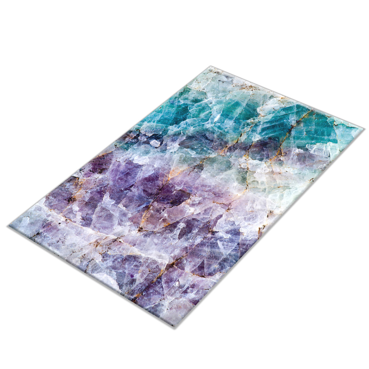 Purple & Turquoise Quartz Stone Pattern Area Rugs Bedroom Living Room Floor Mat