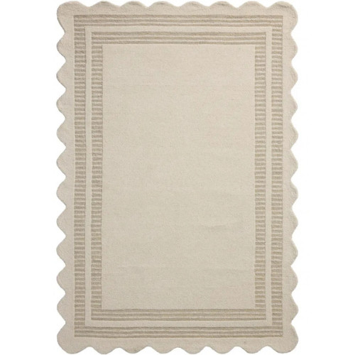 Ivory Grey Hand Tufted Wool Area Rug, Living Room Carpet, Room Carpet Custom Rug