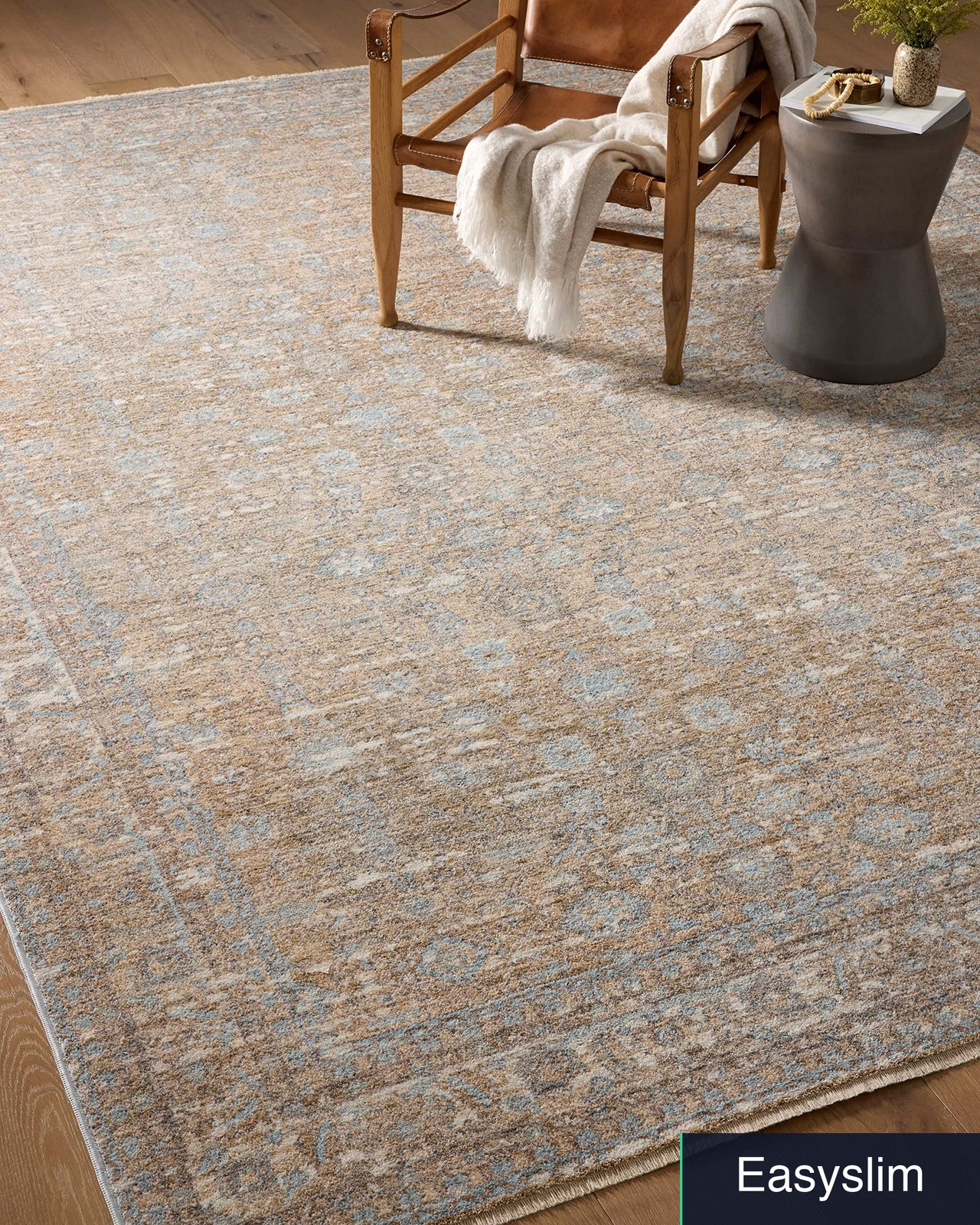Area Rug 5’3″ x 7’6″ Blake Collection Sand Sky Floral Motif Polyester