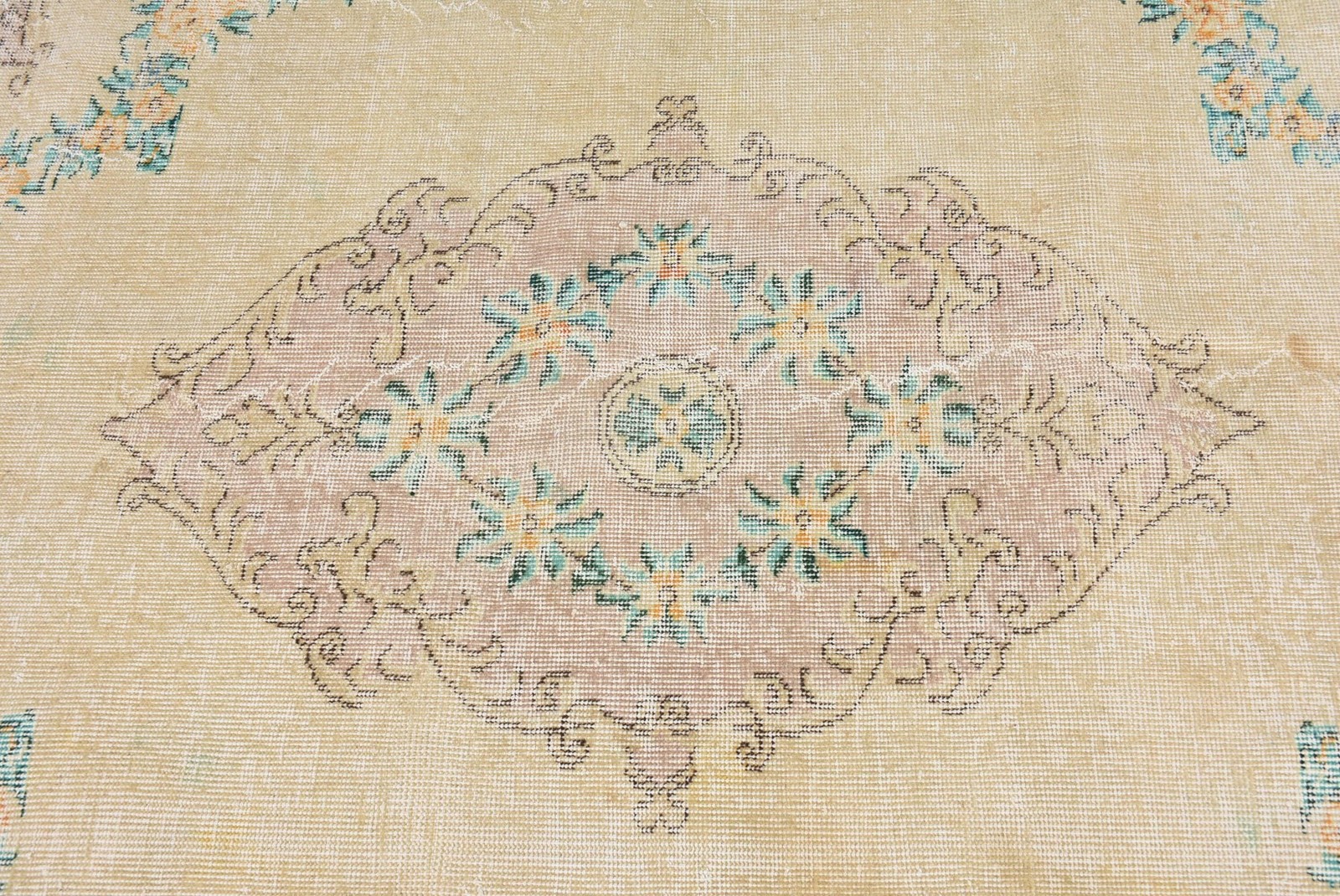 6,2×9,3 ft Rug, Vintage Turkish Large Rug, Yellow Wool Rug