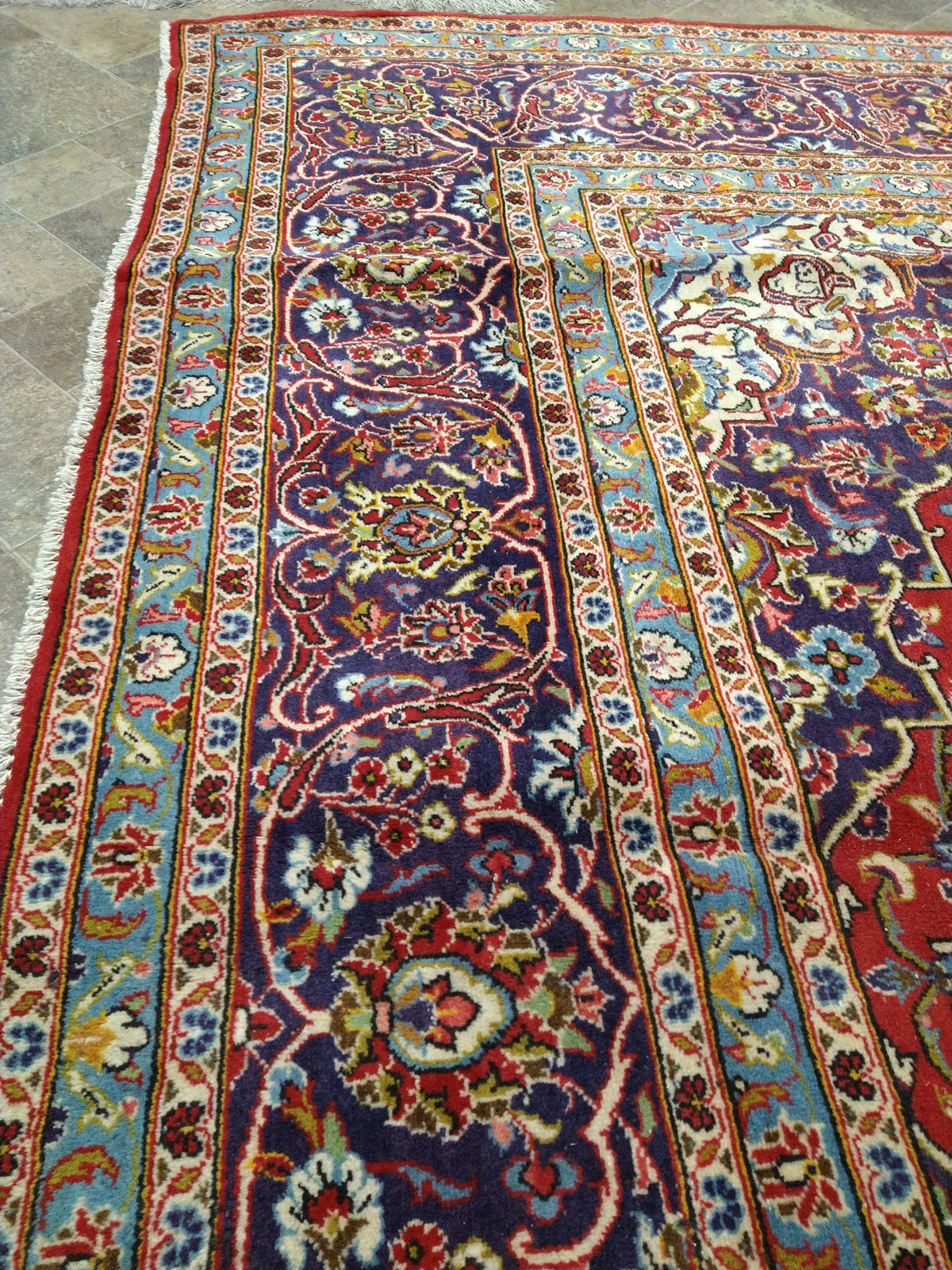 9.7 x 14.7 Perrsian Kashaan Rug Classic Carpet Red Blue #F-5531