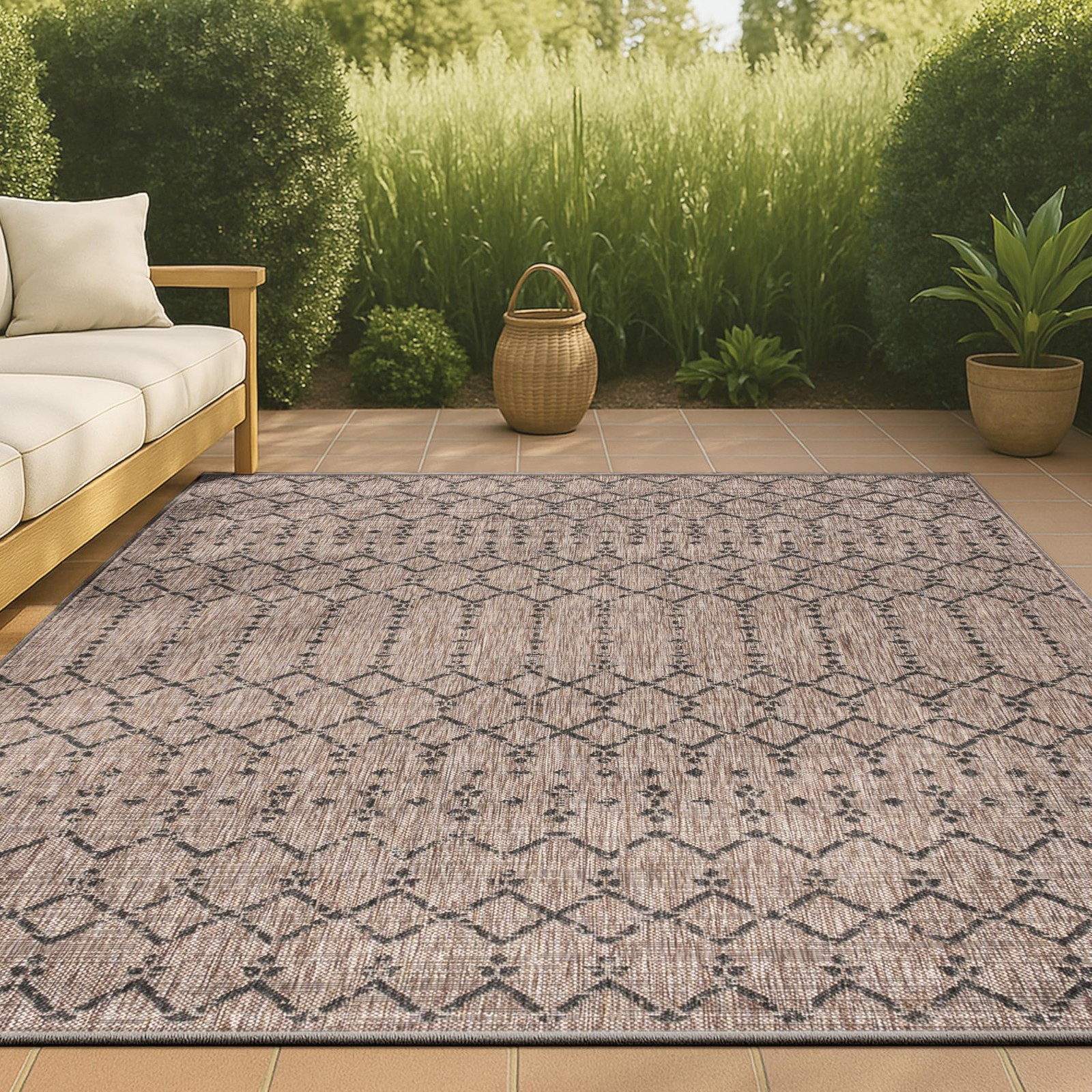 Natural Black Rectangular Indoor Outdoor Rug 7×9 Durable Stain Resistant Pet …