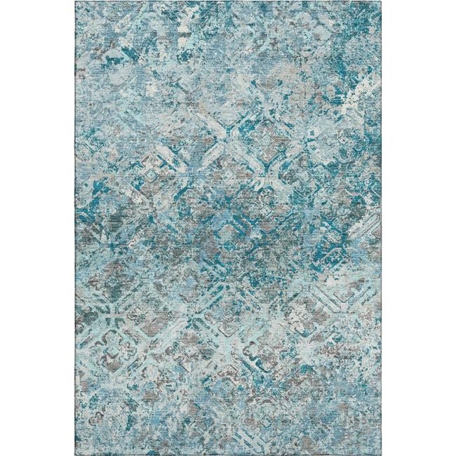 HomeRoots 664447 3 x 5 ft. Teal Gray & Ivory Diamond Washable Machine Made Re…