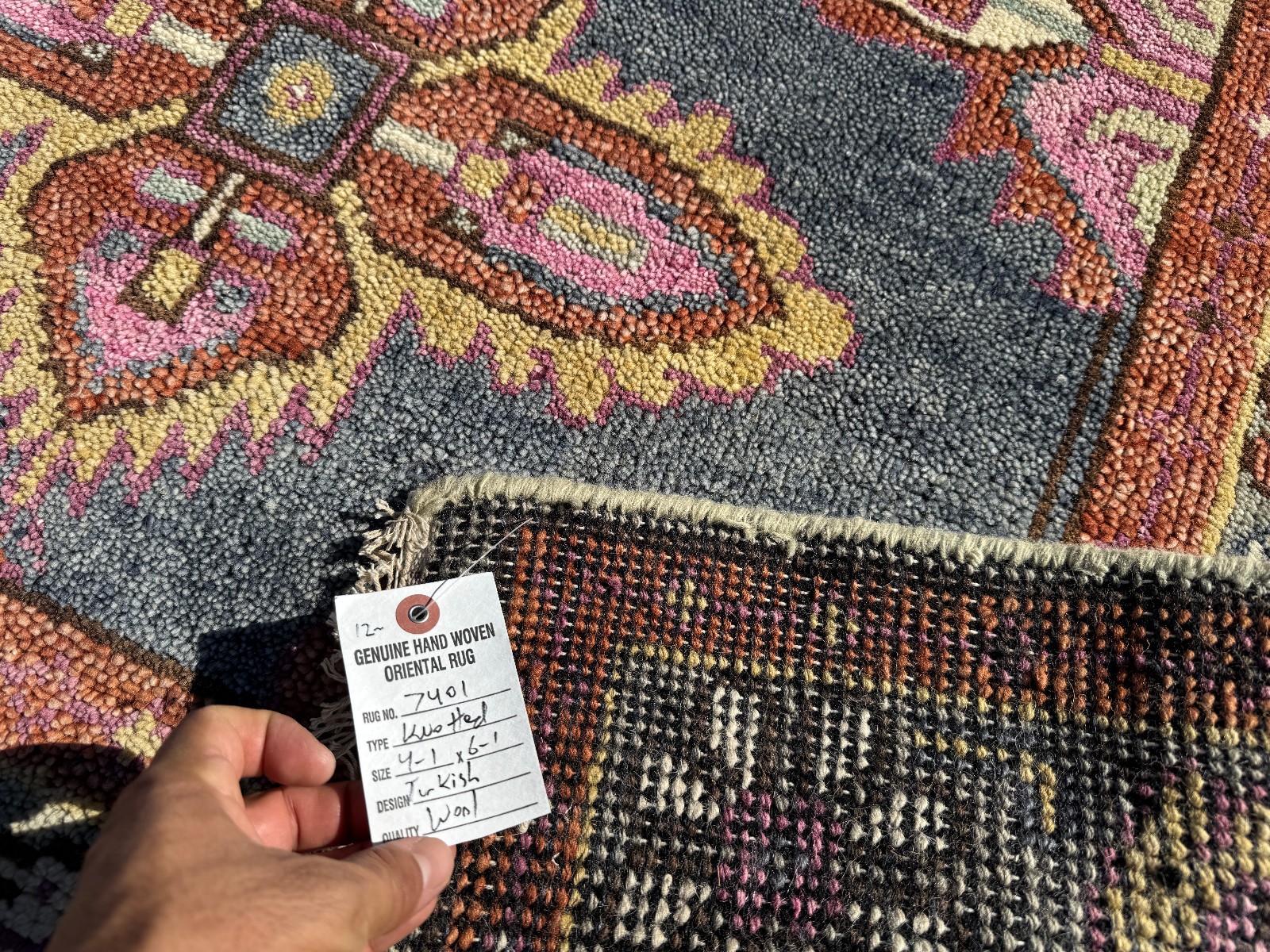 4×6 PINK BLUE HANDMADE WOOL RUG handwoven geometric soft new oushak heriz carpet