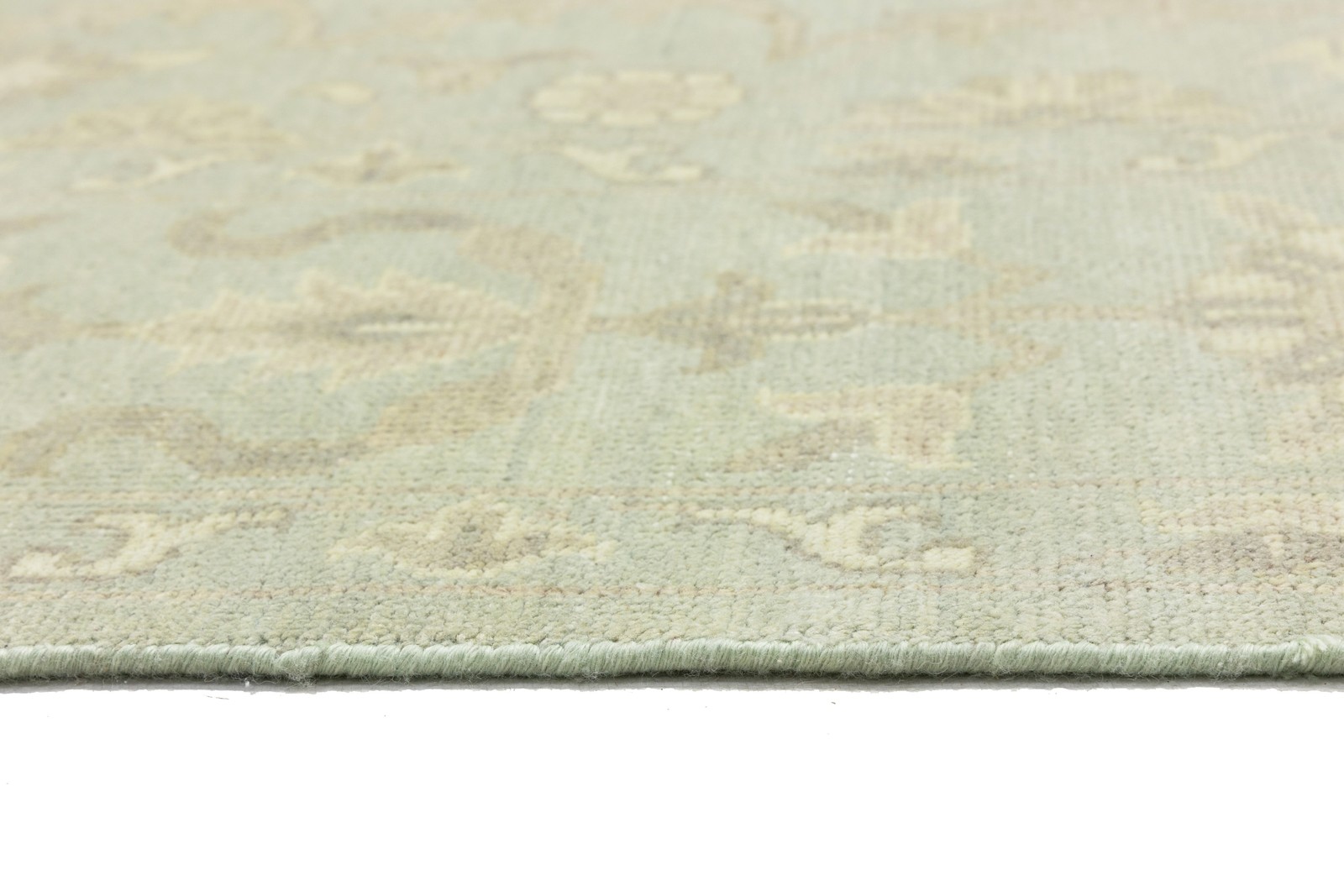 Handmade Floral Transitional Round Oriental Rug Muted Aqua Green Carpet 10X10 ft