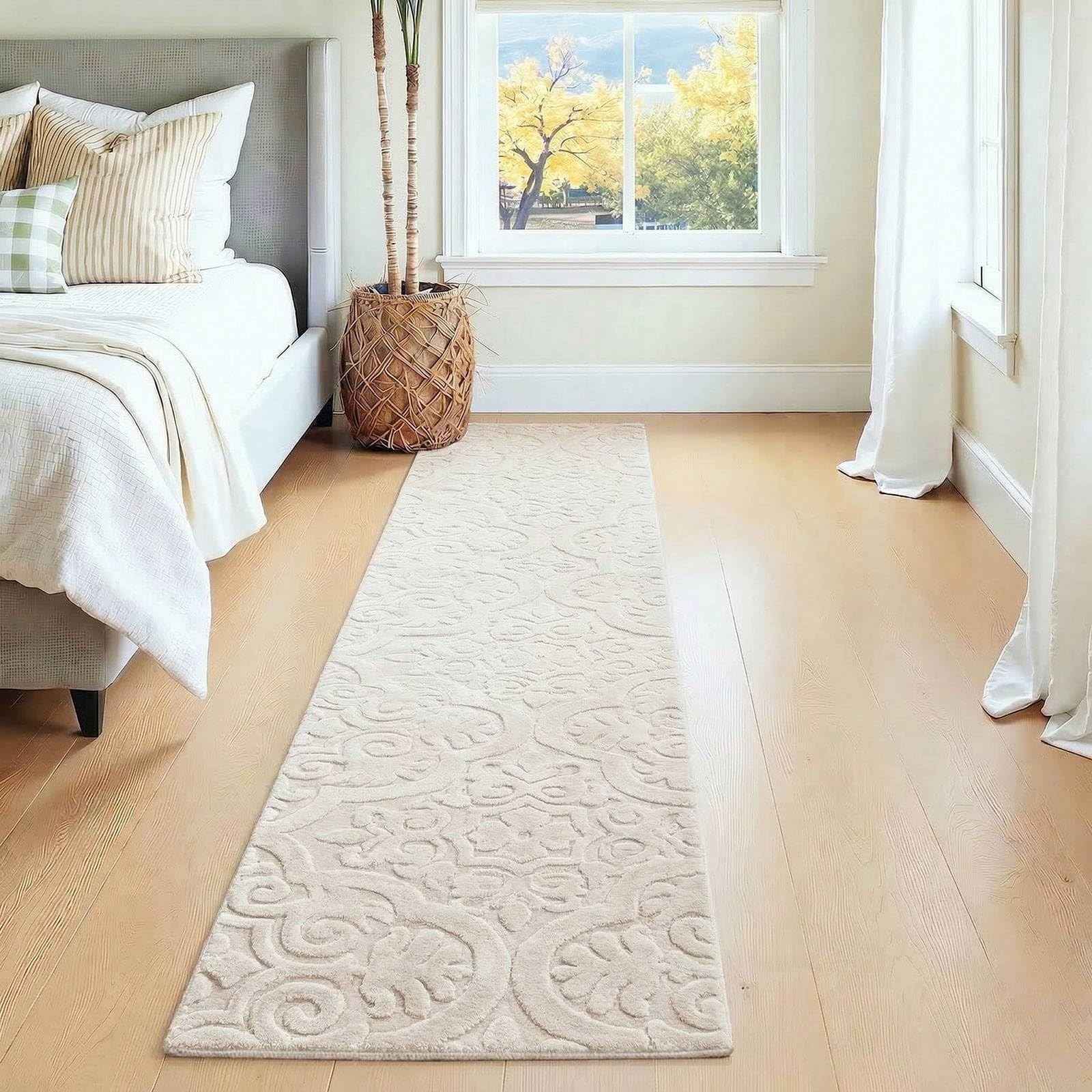 2x8ft Hallway Runner Rug, Non Slip Washable Kitchen Rugs, Neutral Beige Moder…