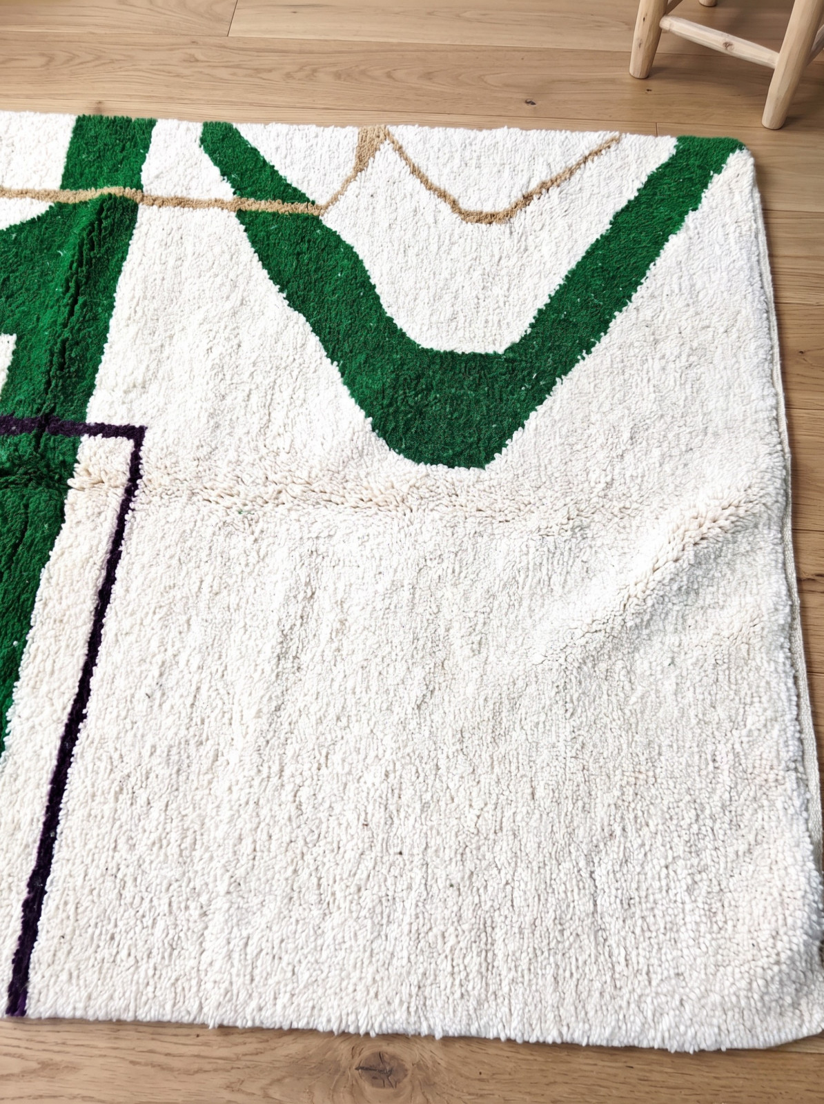 Handmade Moroccan Berber Wool Rug Beni Ourain Style Green Boho Area Rug Custom