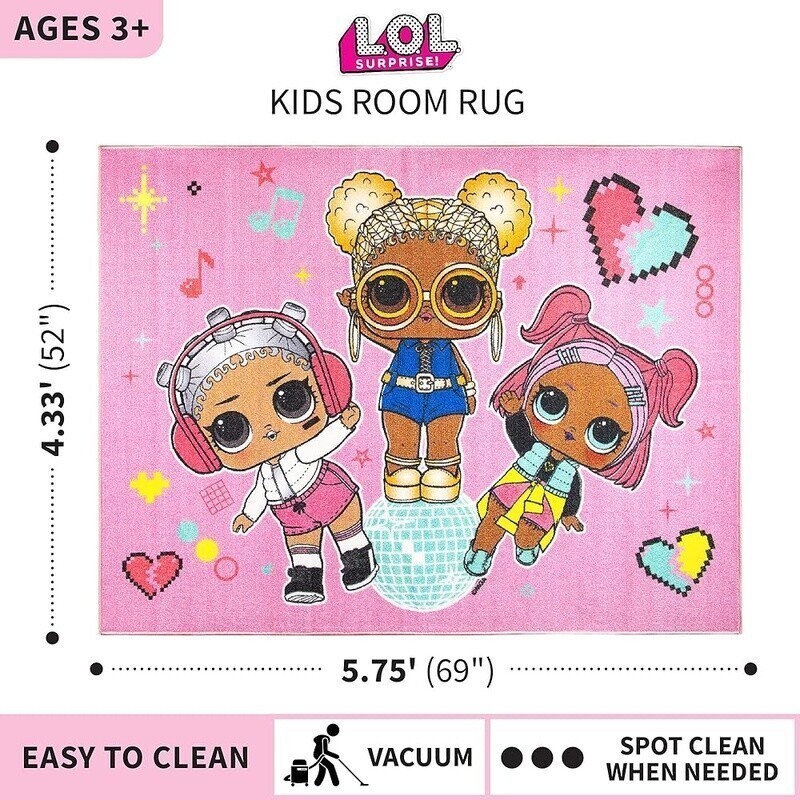 LOL Surprise Non Slip Kids Area Rug Soft Durable Playroom Bedroom Accessory New