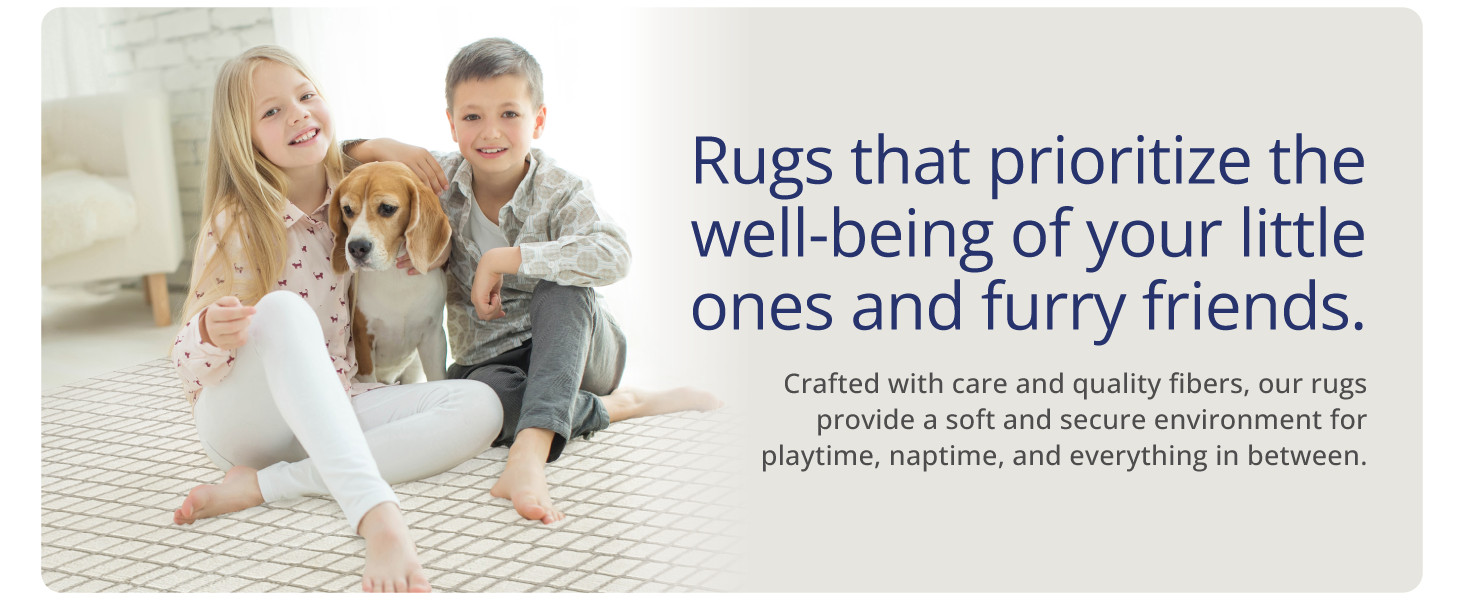 Cream Grid Textured Area Rug – 5 x 8′ – Chunky, Plush and Soft Washable Carpet –