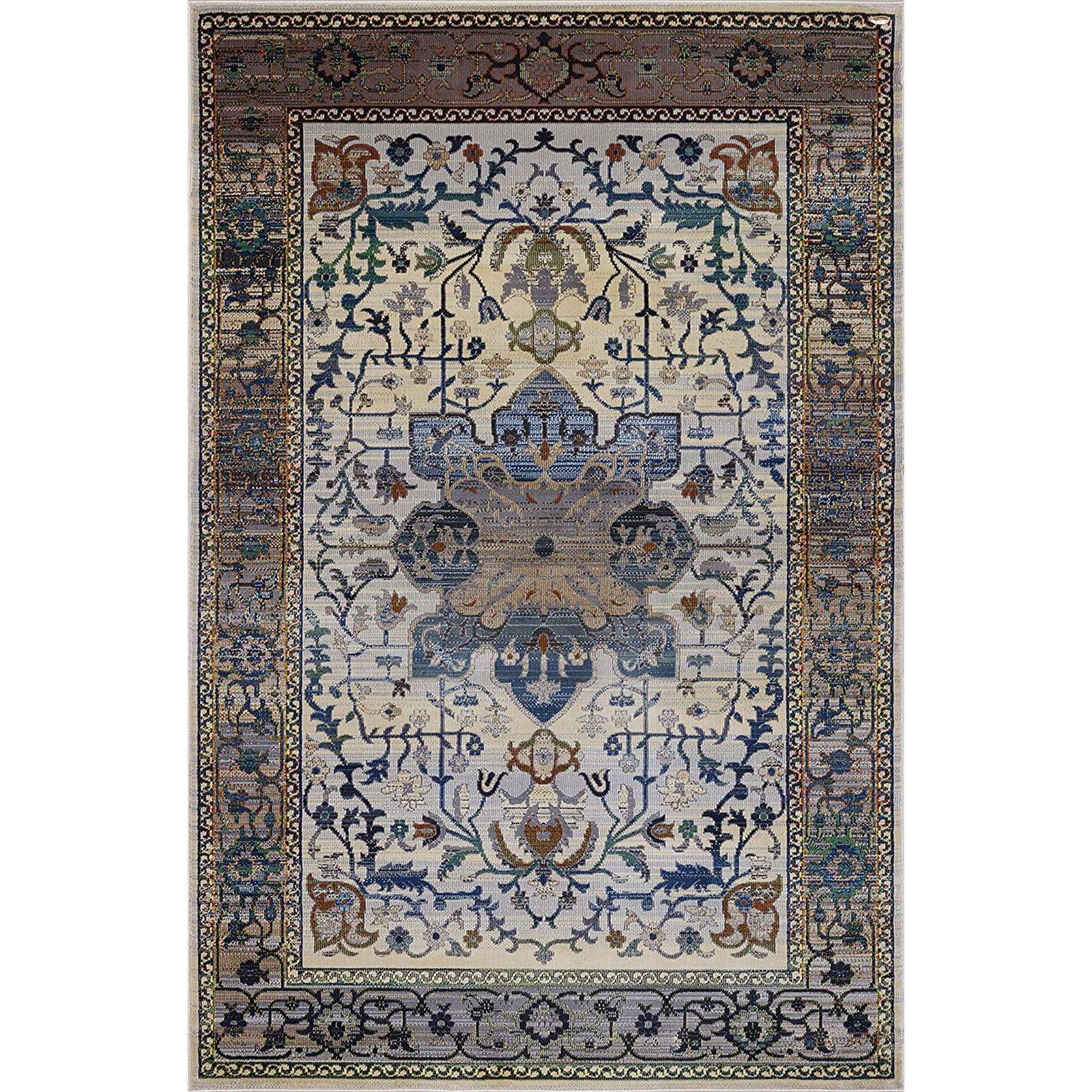 Traditional Vintage Design Rug in Brown and Blue 5×8 and 8×10 Soft Rug NEW