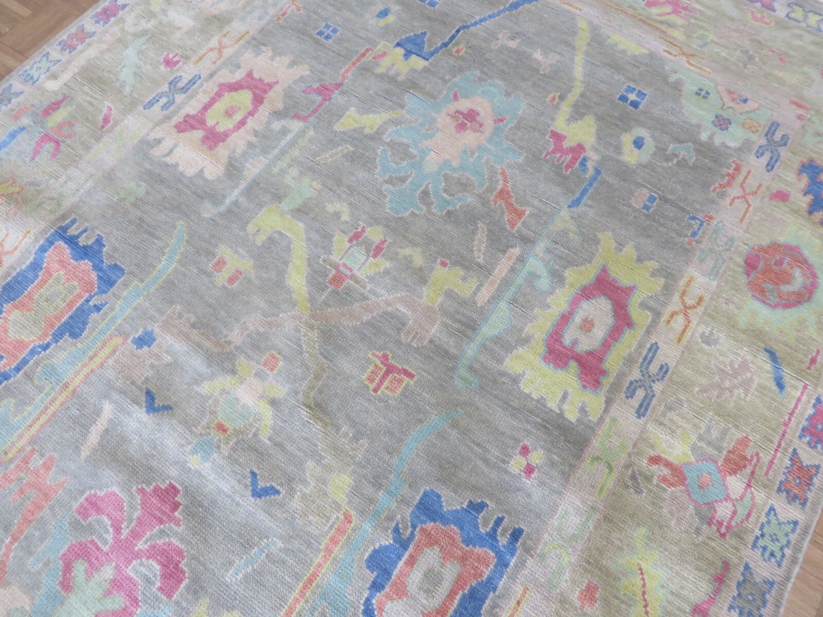 6 x 8’10 Hand Knotted Gray Colorful Modern Oushak Oriental Rug G15602