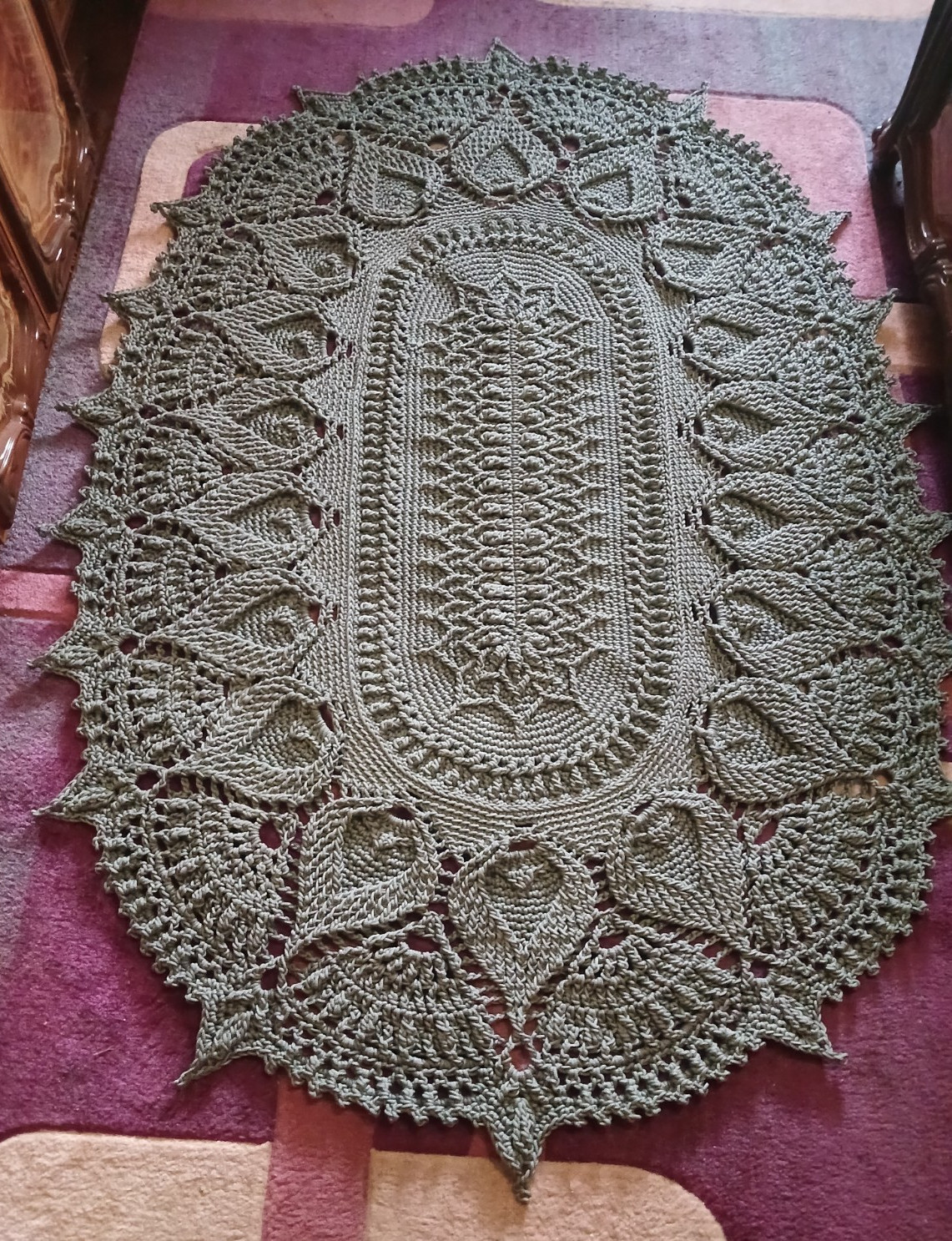Hand Knitted Rug 86.6”x63” Polyester Handmade