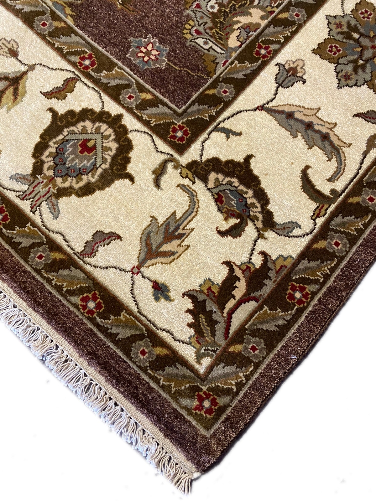 8′ x 10′ OLIVE New Handmade Agra Rug Natural Wool # F-6444