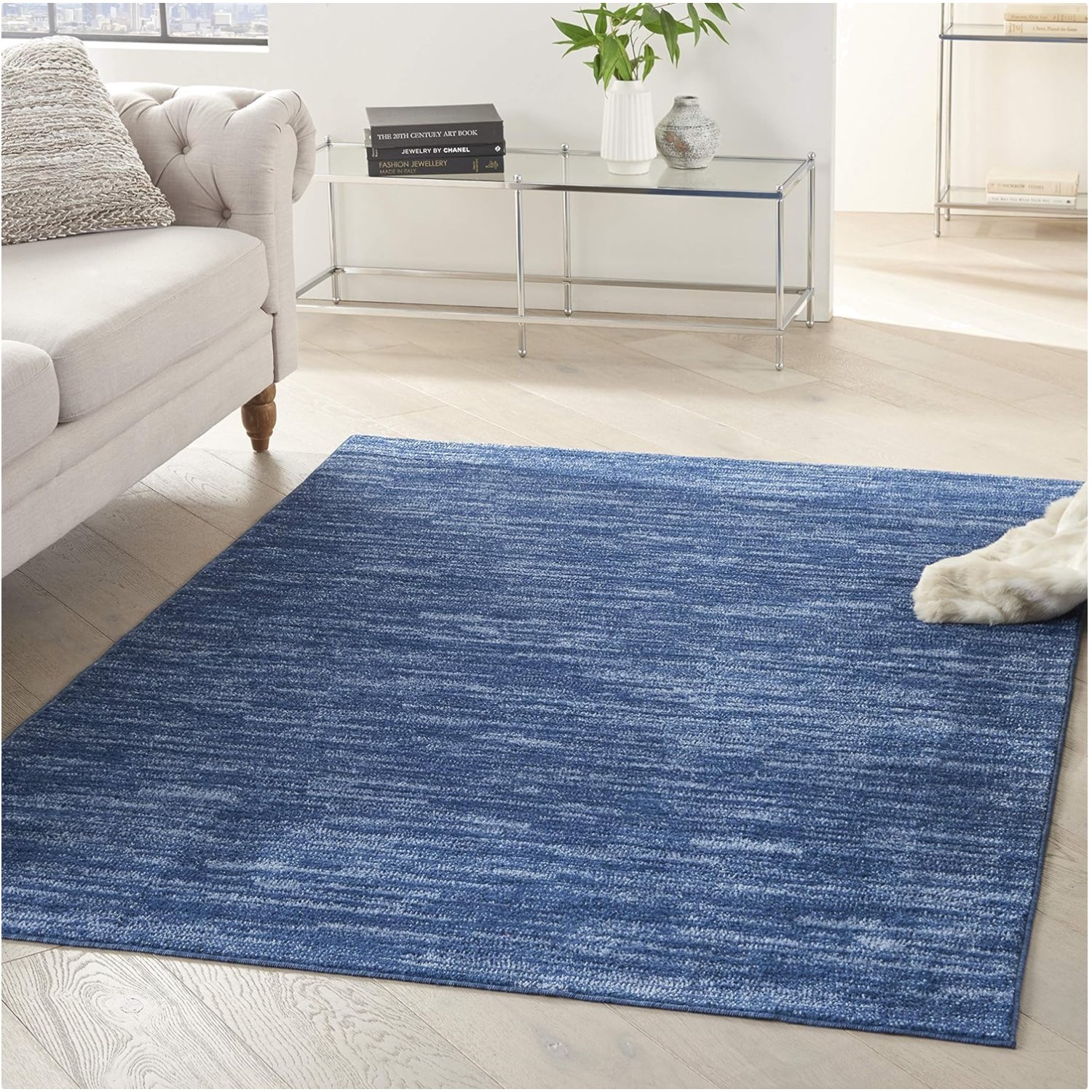 Versatile Navy Blue Area Rug 4′ x 6′ – Easy Clean, Soft Comfort for Every Space