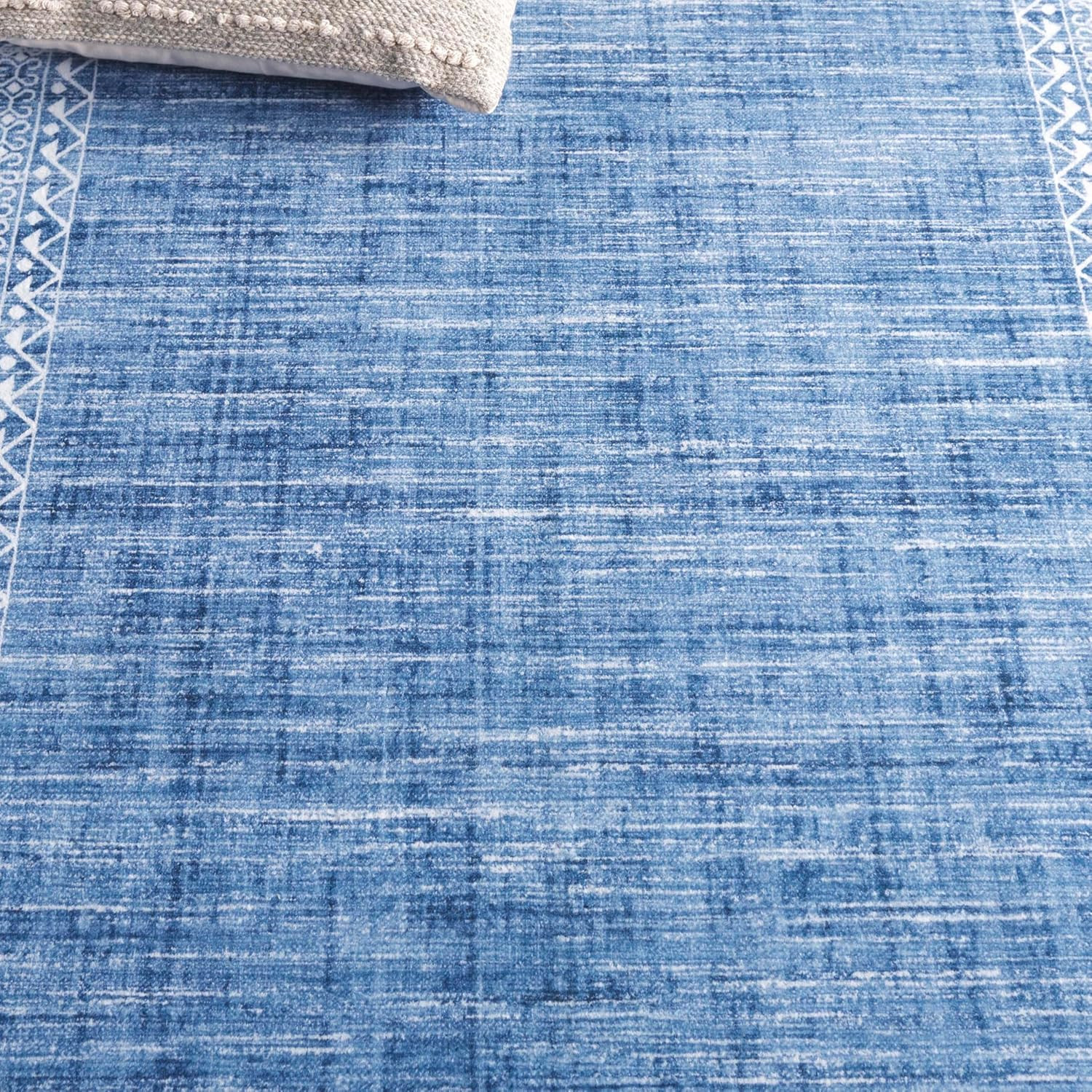 Washable Blue & Ivory Rug – 5′ x 8′, Slip Resistant, Easy to Clean