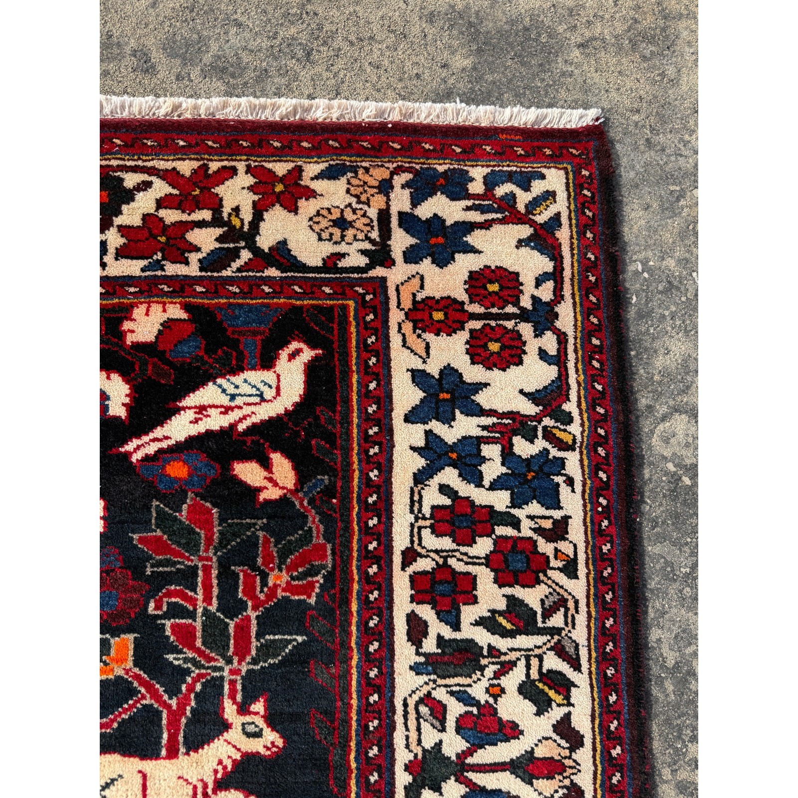 Vintage Traditional Handmade Qoltogh Wool Multicolor Rug 94x53in