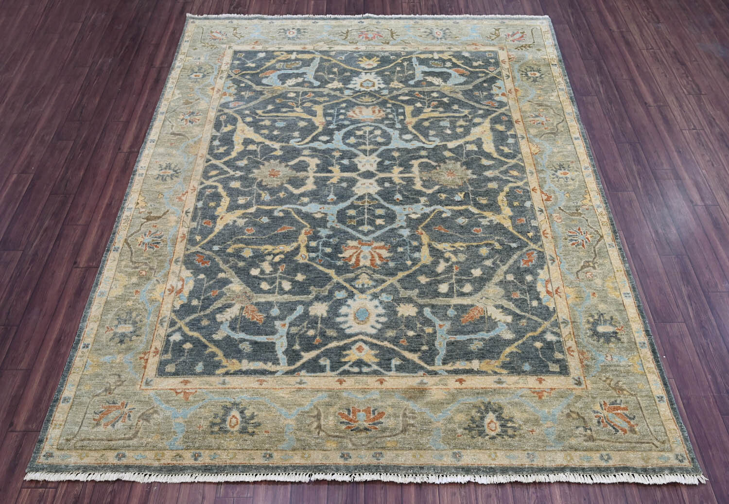 LoomBloom Multi Size Blue Hand Knotted Traditional Oushak Wool Area Rug