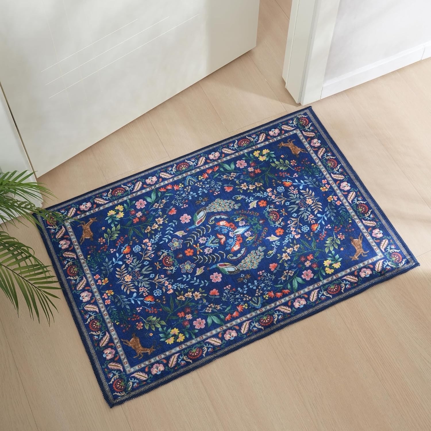 Vibrant 2×3 Floral Entryway Rug – Washable Non-Slip Mat for Busy Homes