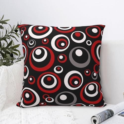 Red and Black Circular Pattern 18″ x 18″ (Pack of 2) Circles-red-white-black