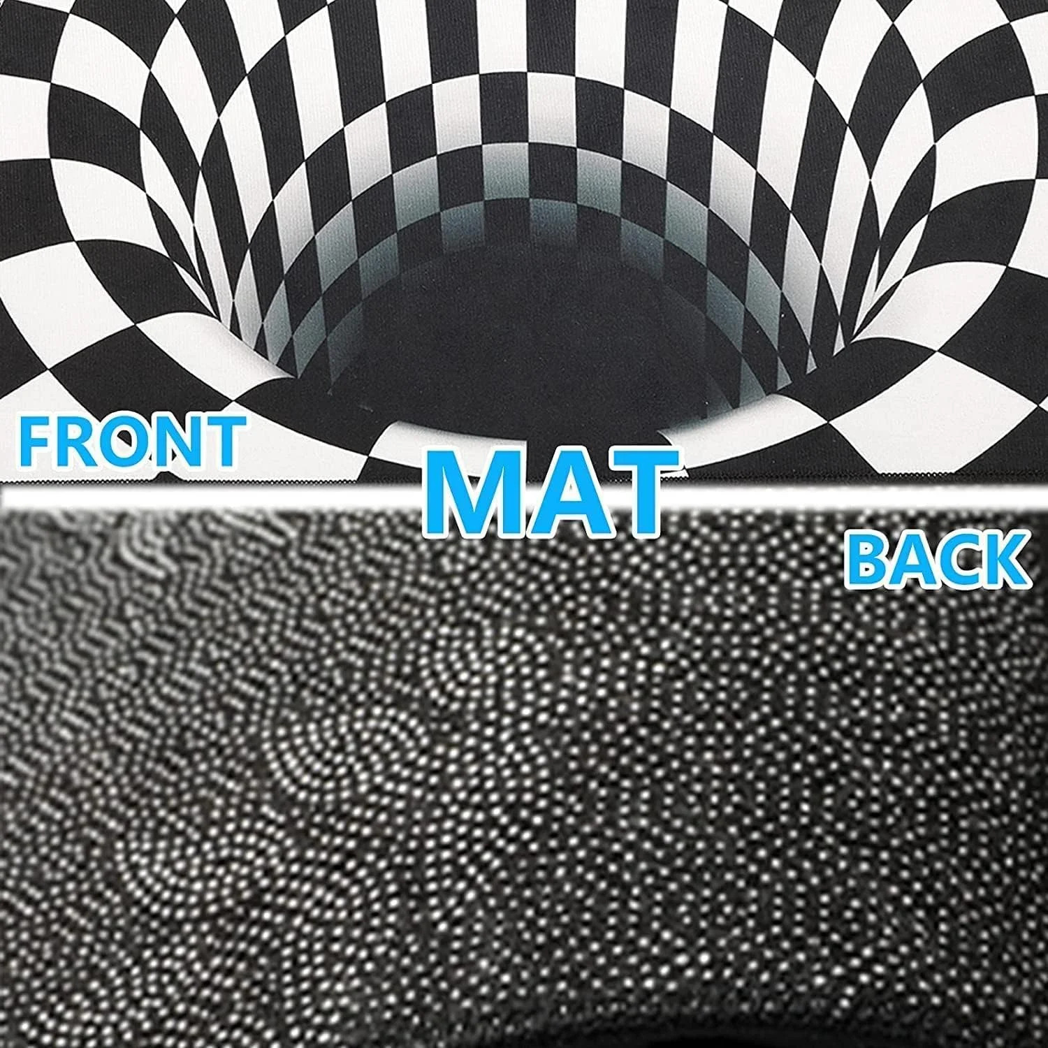 NUYKOUY 3D Visual Optical Floor Mat Black White Plaid Round Rugs Vortex Optic…