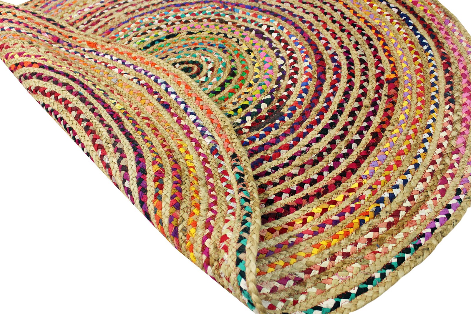 COTTON CRAFT Jute Chindi Braid Rag Rug Boho Farmhouse Rustic Area Accent Throw
