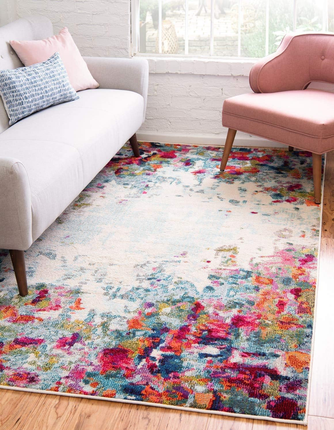 Joyous Chromatic Collection Area Rug – 8′ x 10′ Rectangle Multi/Blue