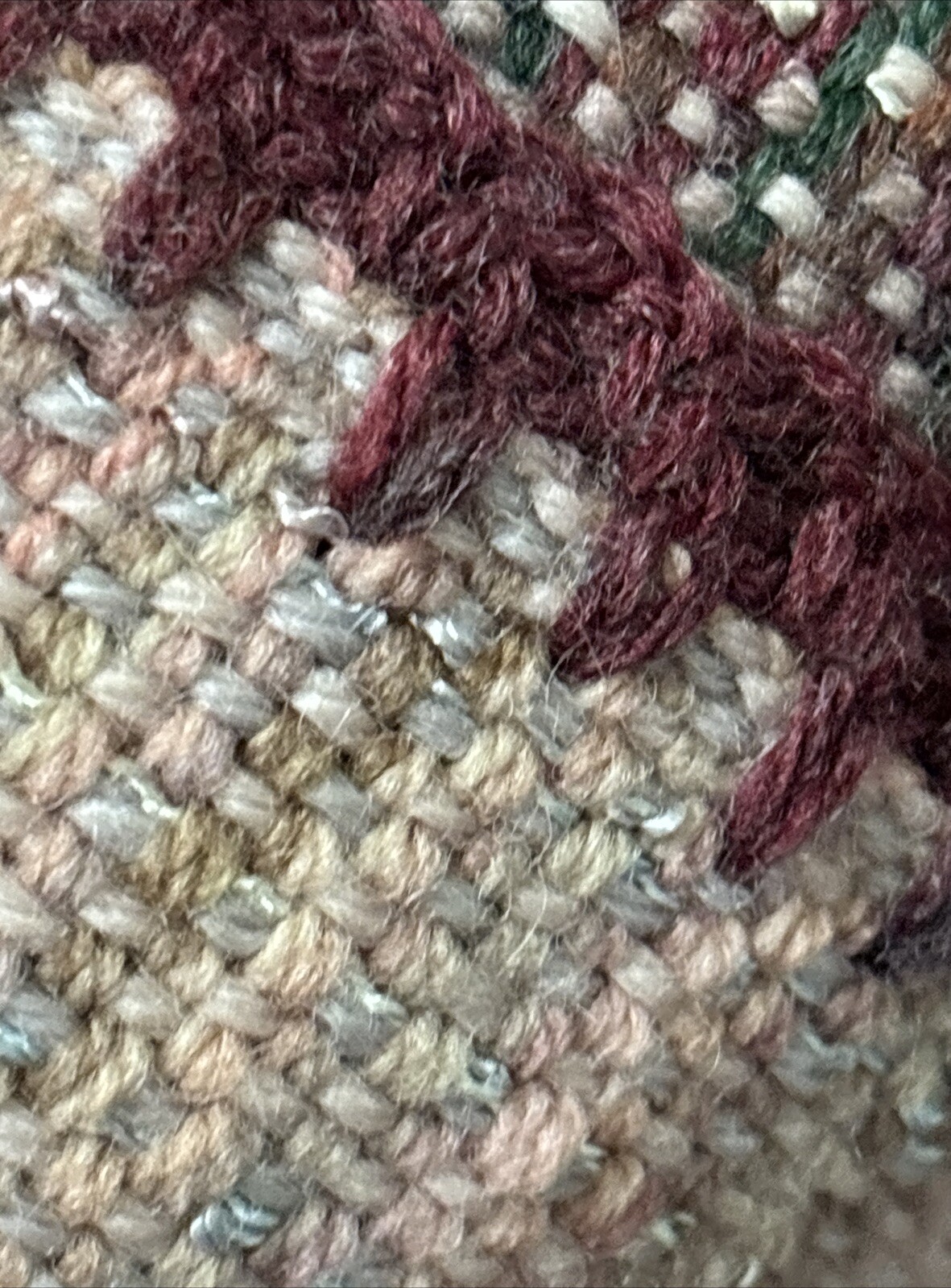 Vintage Hand Woven Loomed Farmhouse Throw 57” X 54”