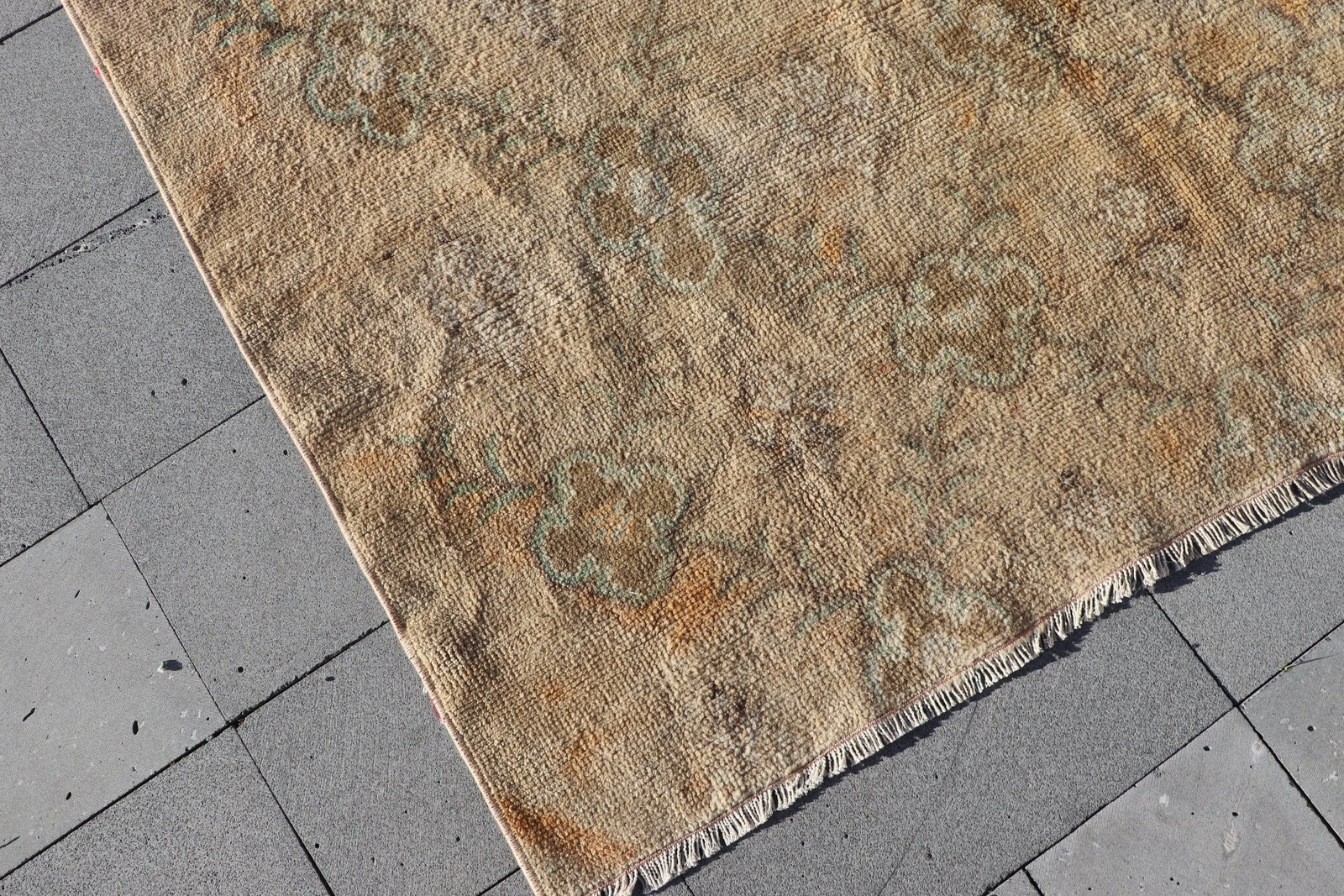 4,6×9,6 ft Vintage Rug, Turkish Large Rug, Brown Yellow Abstract Rug