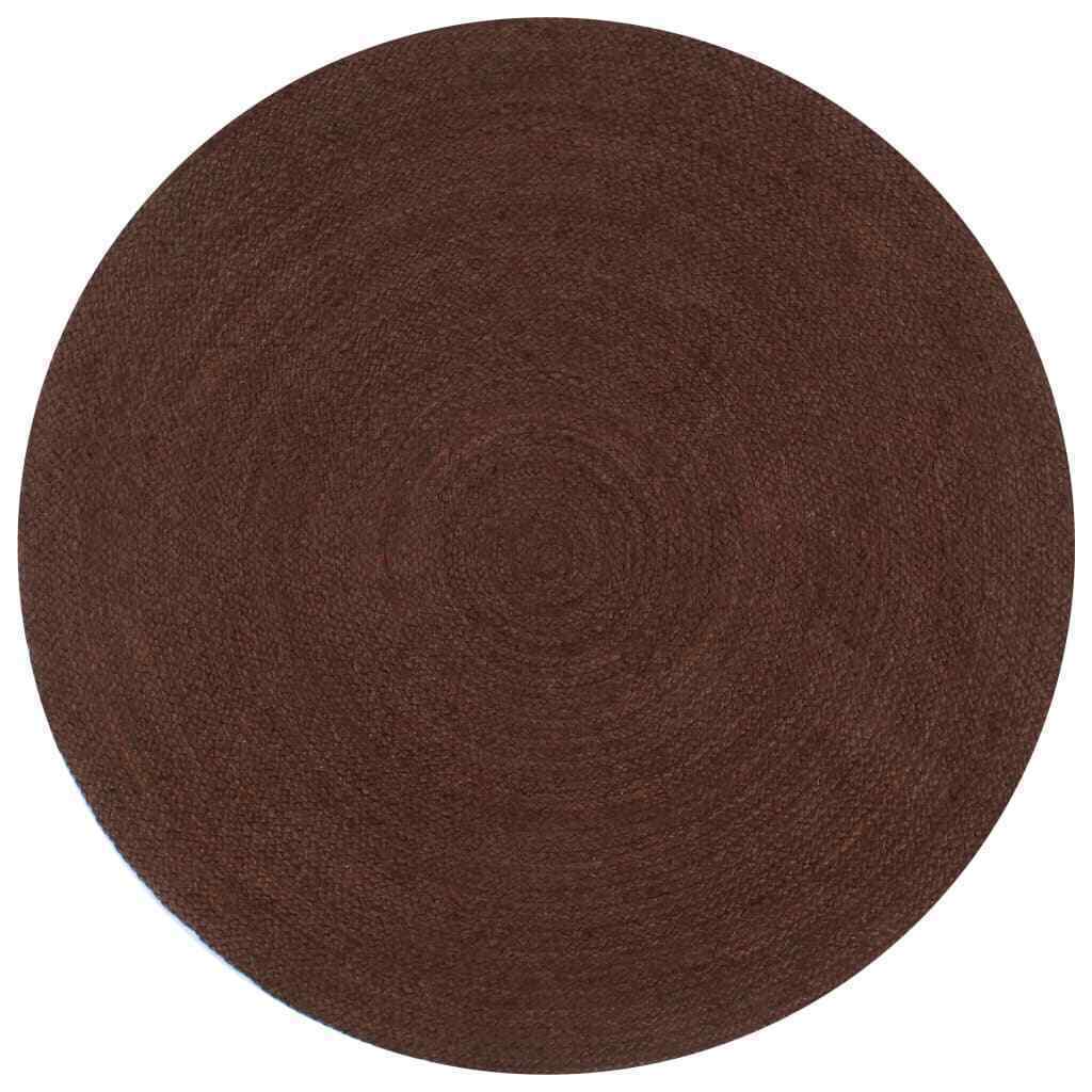 Rug 100% Natural Brown Jute Round Style Braided Rug Reversible Rustic Look Rugs