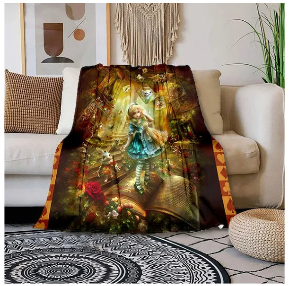 Kids Alice in wonderland Fantasy Blanket 200 x 150CM Thick Blanket