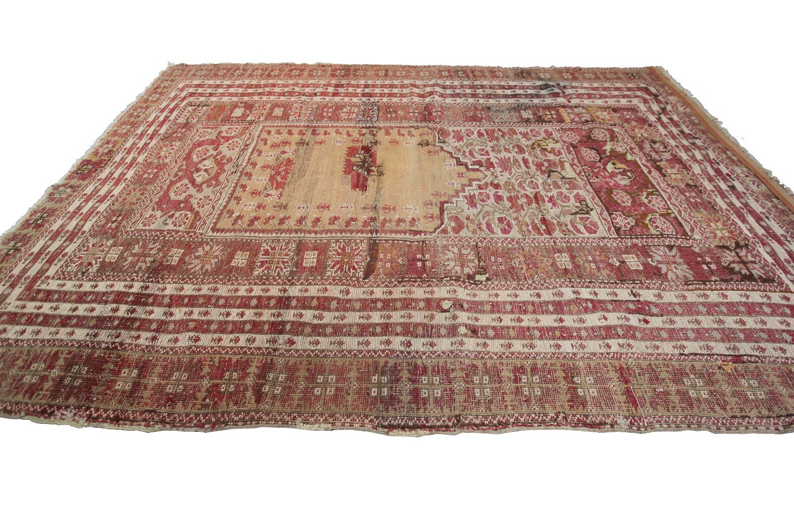 4×5 Rare Mid 1800s Antique Turkish Gordis Rug Wool Foundation Collectors Piece