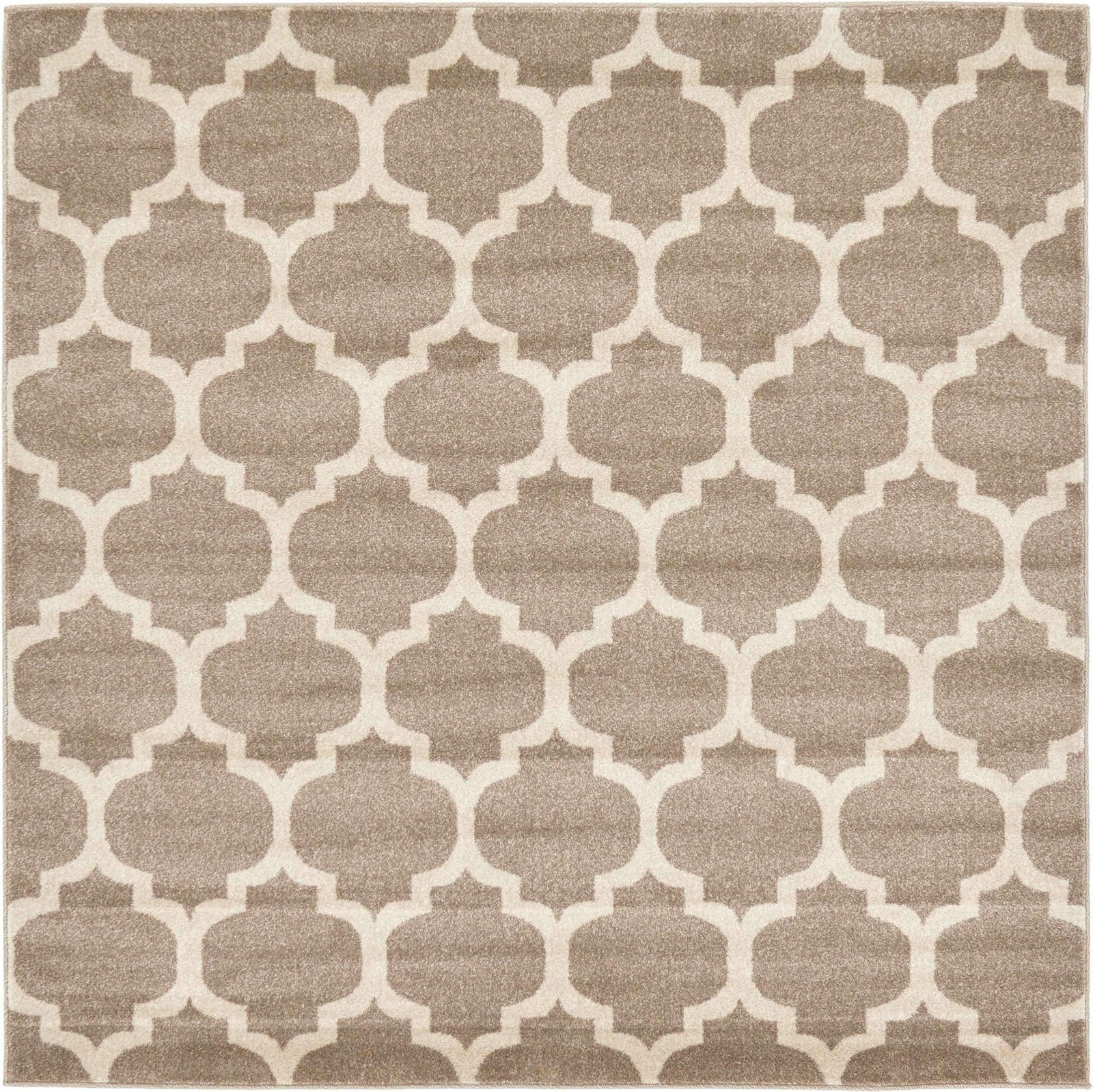 Unique Loom Trellis Collection Area Rug – Philadelphia (6′ 1″ Square Light Br…