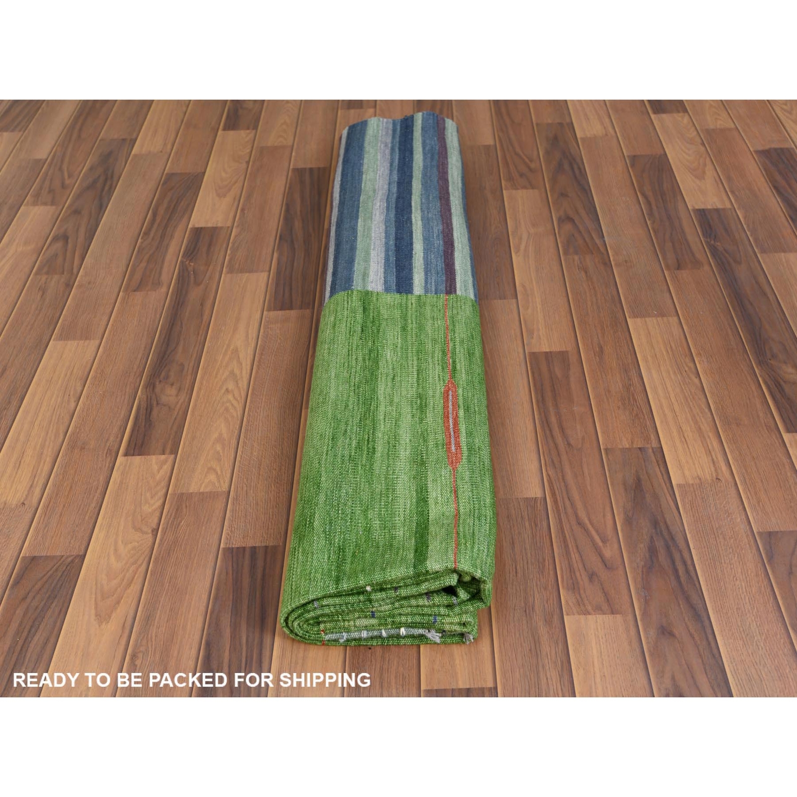 8’3″x10’1″ Hand Woven Stripe Design Flat Weave Kilim Wool Reversible Rug R60093