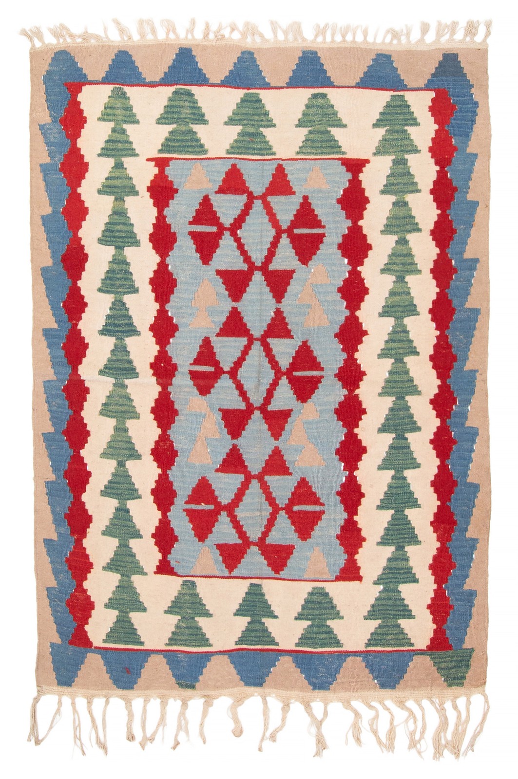 Vintage Hand Woven Area Rug 3’11” x 5’8″ Traditional Wool Oriental Carpet