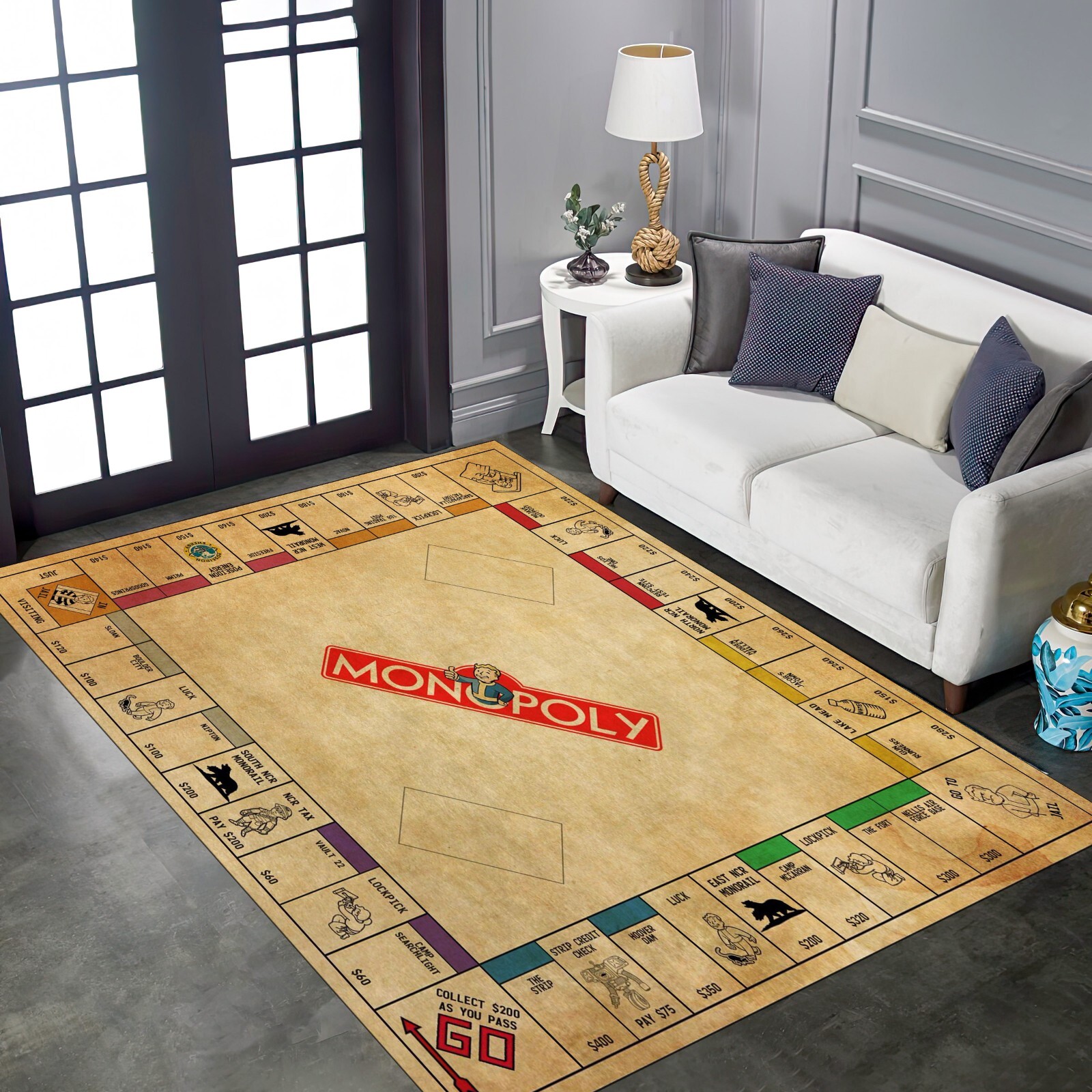 Monopoly Rug, Monopoly, Entertainment Rug, Game Rug, Board Game Rug, Gaming Rug,