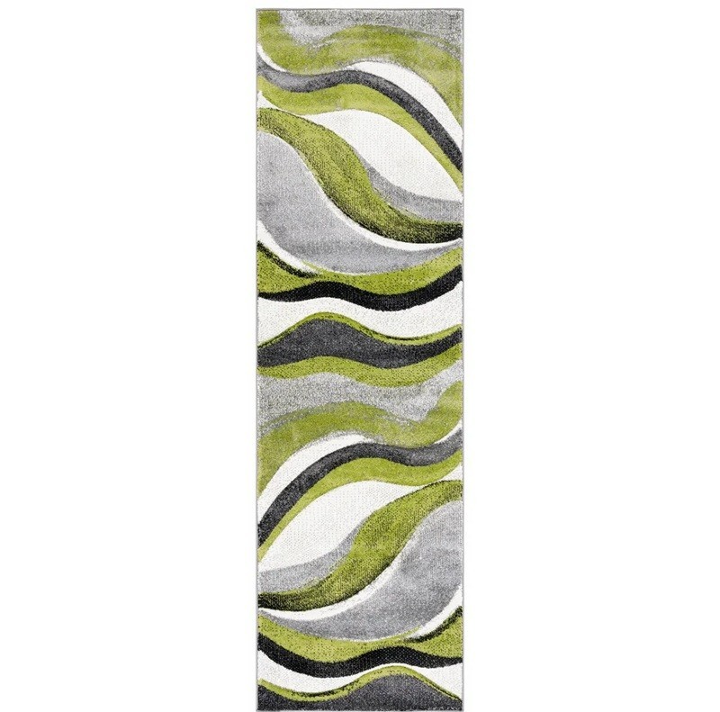 New 6′ Runner Rug Modern Grey Green Abstract Accent Carpet Hall Way Entry Luxury