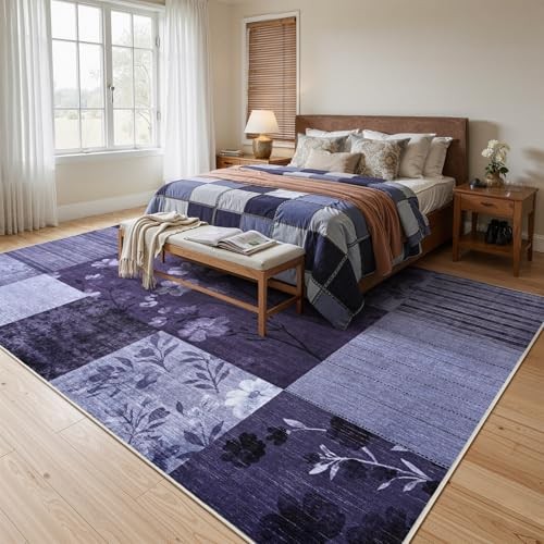 Purple 6×9 Area Rugs – Non-Slip Soft Stain – Washable