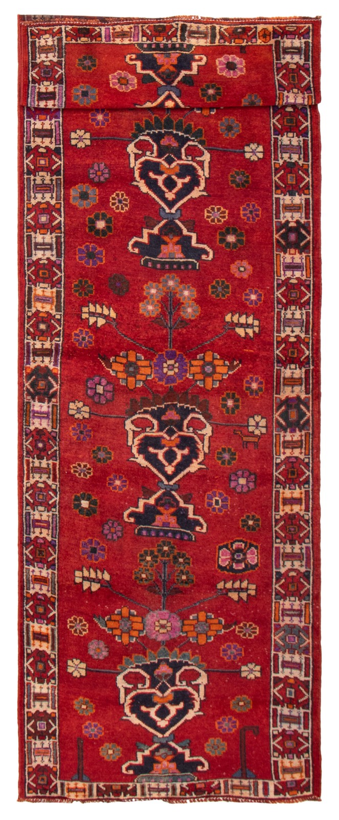 Vintage Hand-knotted Runner Rug 4’3″ x 13’4″ Traditional Oriental Wool Carpet