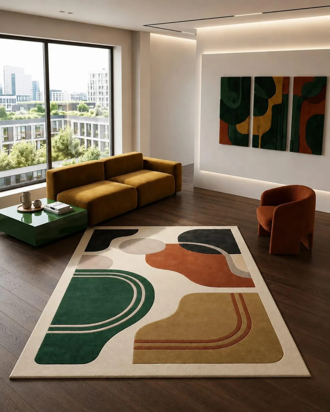 Modern Abstract Hand Tufted Rug – Luxury Wool Area Rug for Living Room Area Rug.