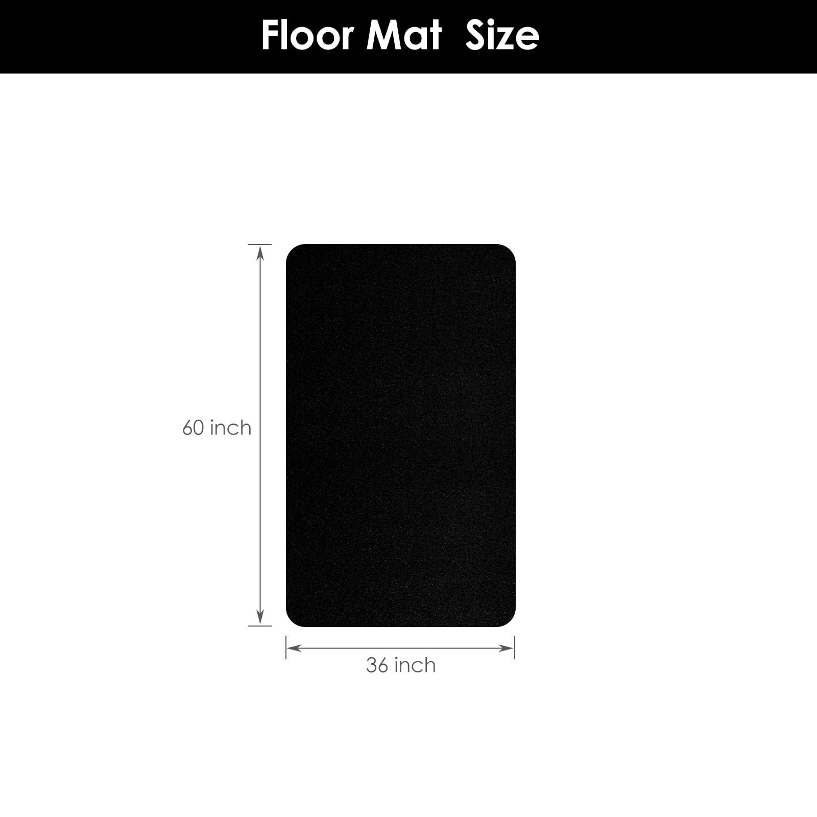 3×5 Black Area Mat Hard Floor PVC NonSlip Protector AntiScratch Dining