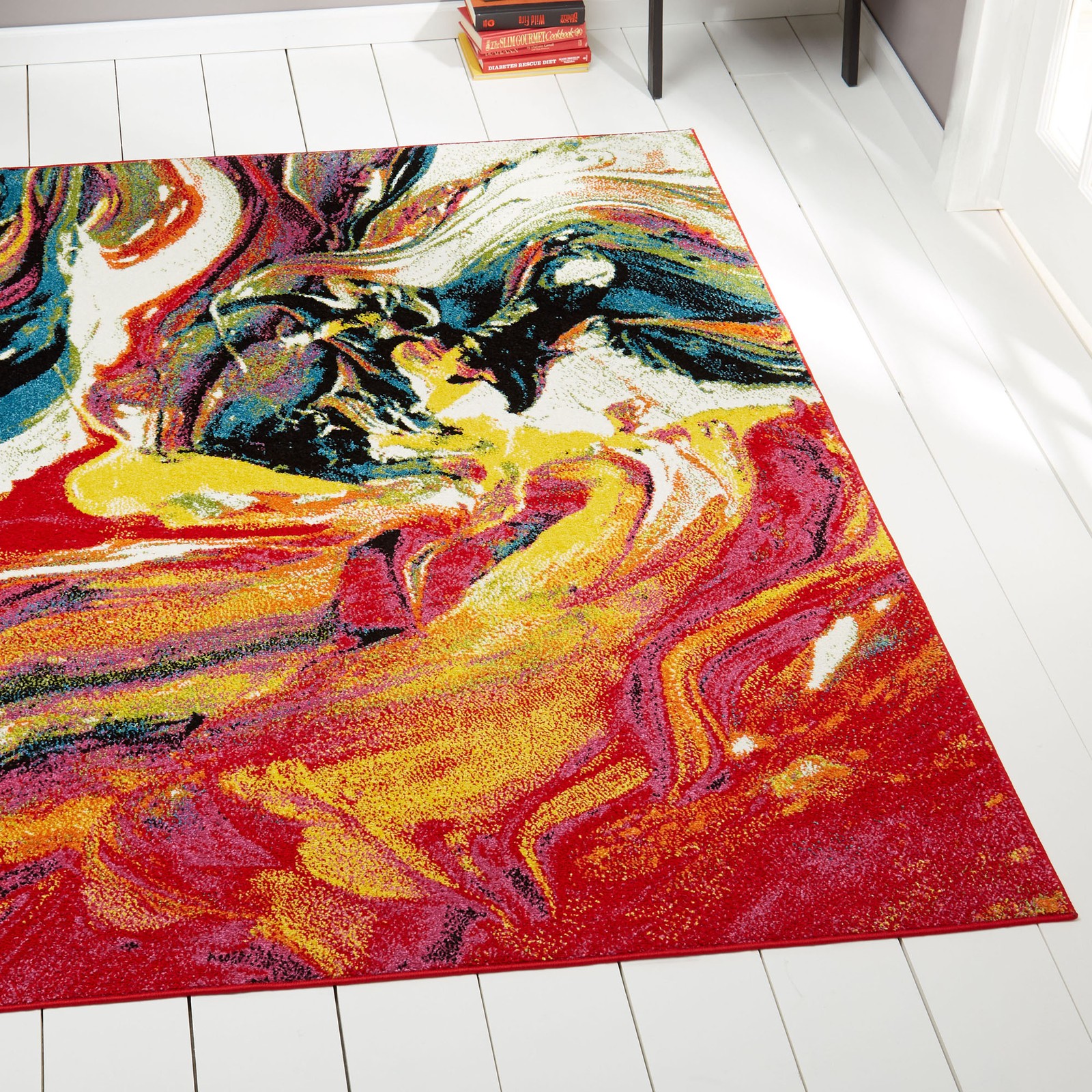 Modern Multi-Color Area Rug 8×10 Abstract Paint Carpet – Actual 7’10” x 10’2”