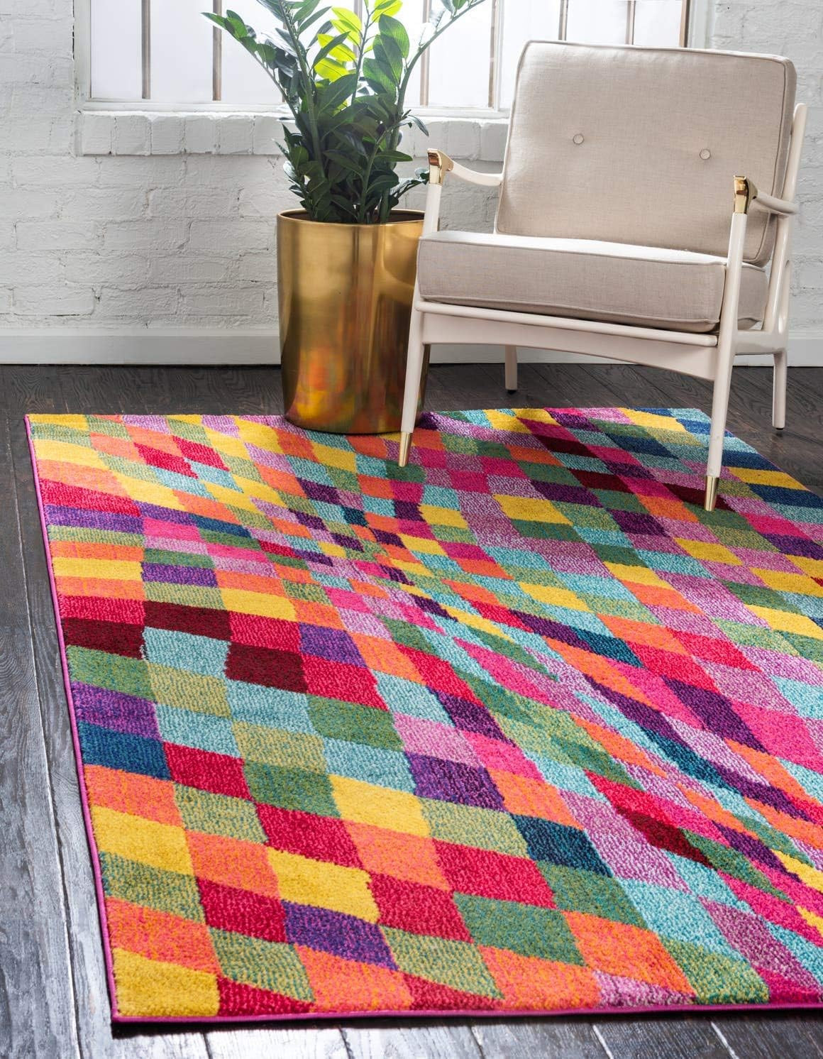 Modern Eclectic Area Rug – Estrella Collection 7×10 Ft Multi/Pink Design