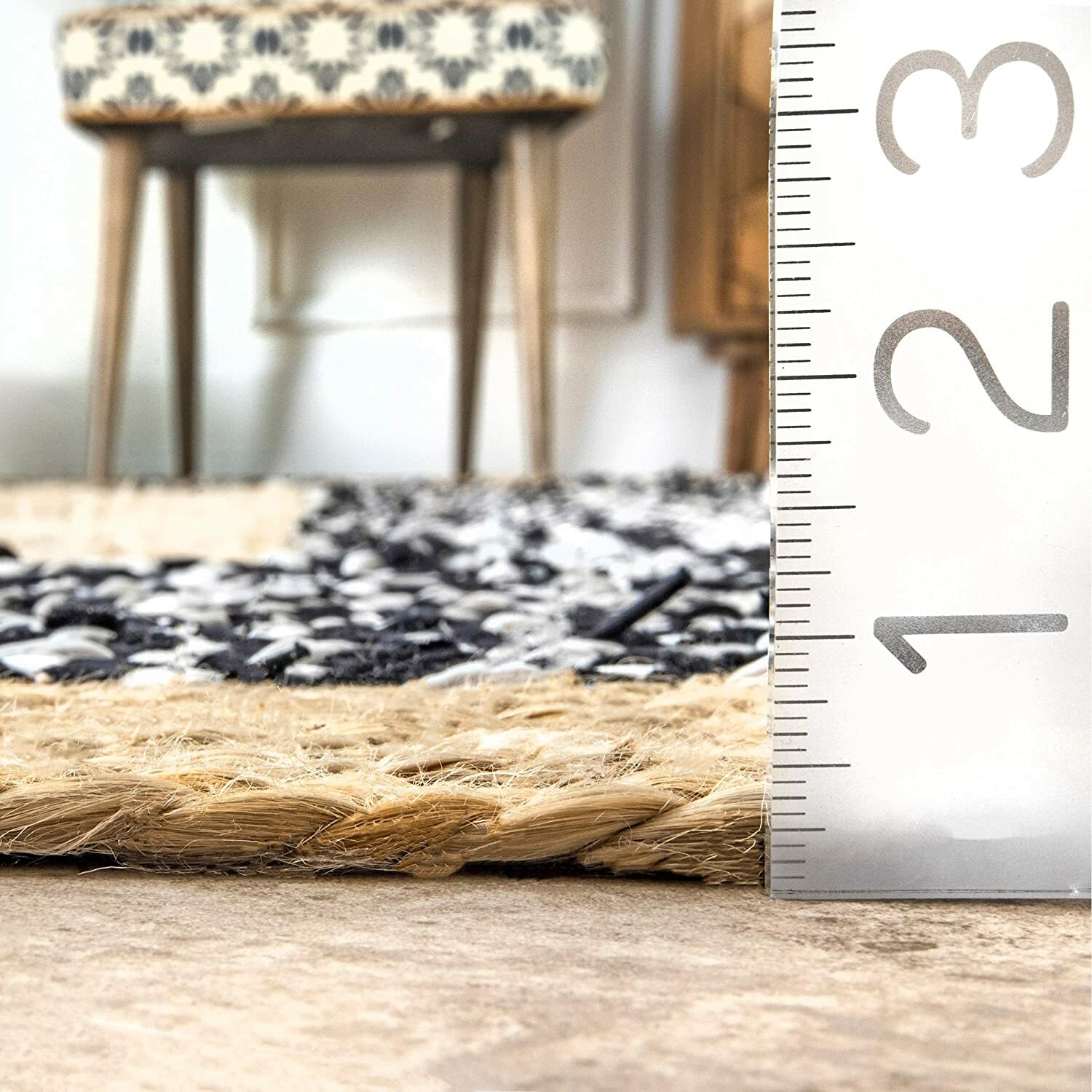 Rug 100% Natural Jute & cotton Braided Style Carpet Rustic Modern Look Hemp Rugs
