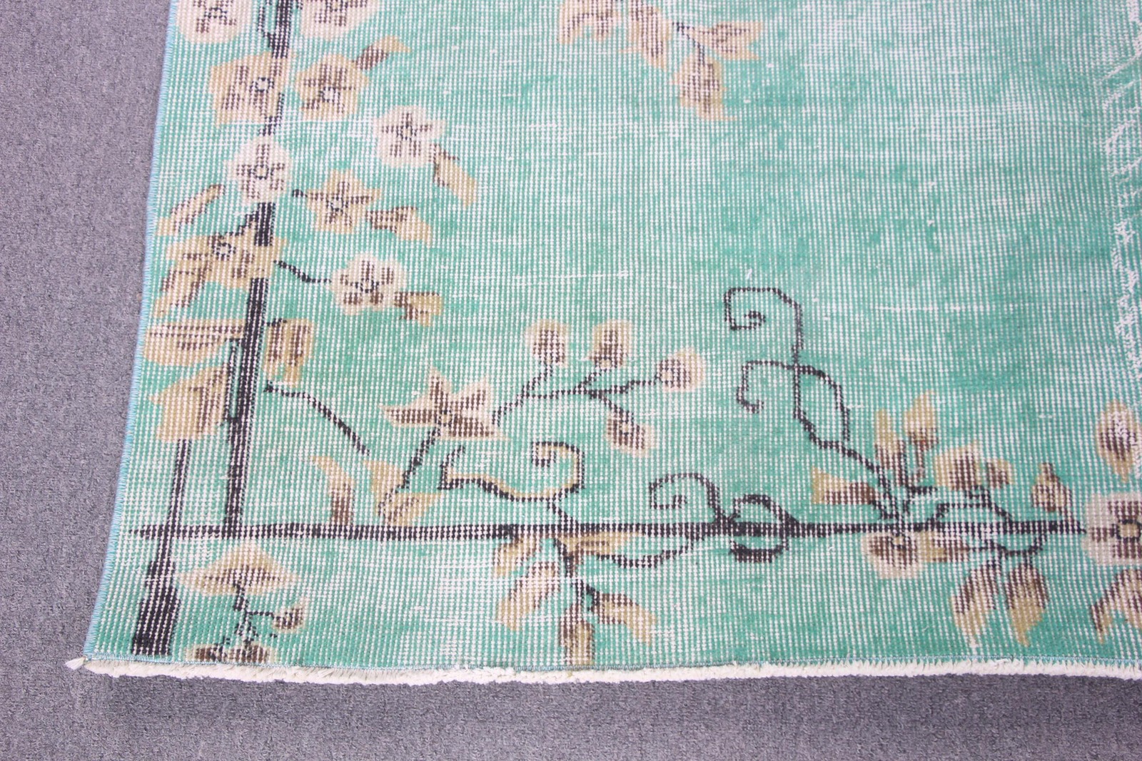 Turkish Large Rug 5×9 ft (152×274 cm), Green Camouflage Vintage Rug