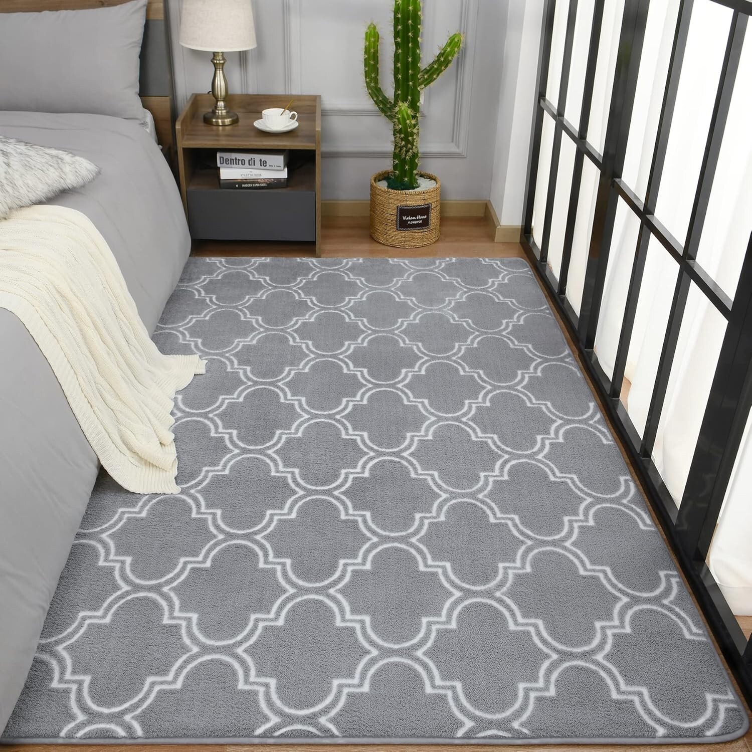 Shag Geometric Modern Area Rug for Bedroom 4X6 Feet Memory Foam Indoor Carpet