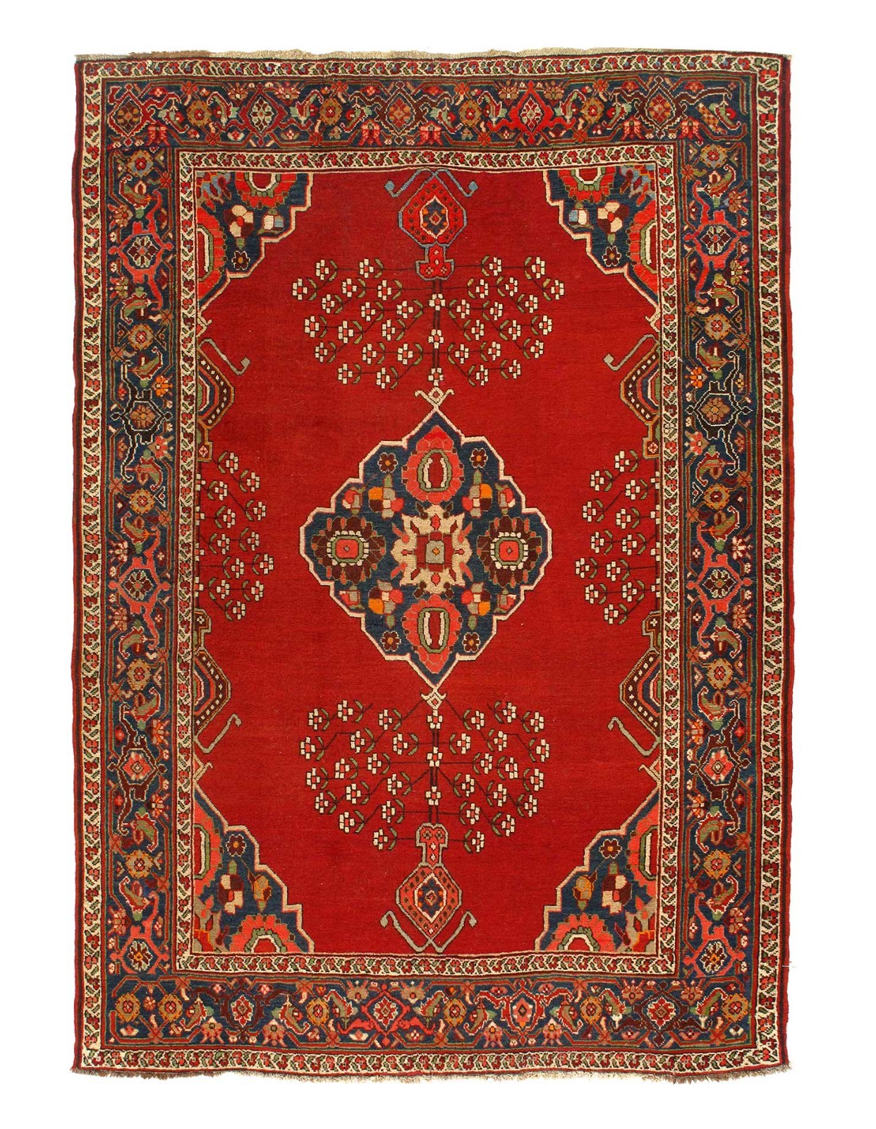 Red Color Fine hand knotted Vintage Kurd rug 4’8” X 6’8”