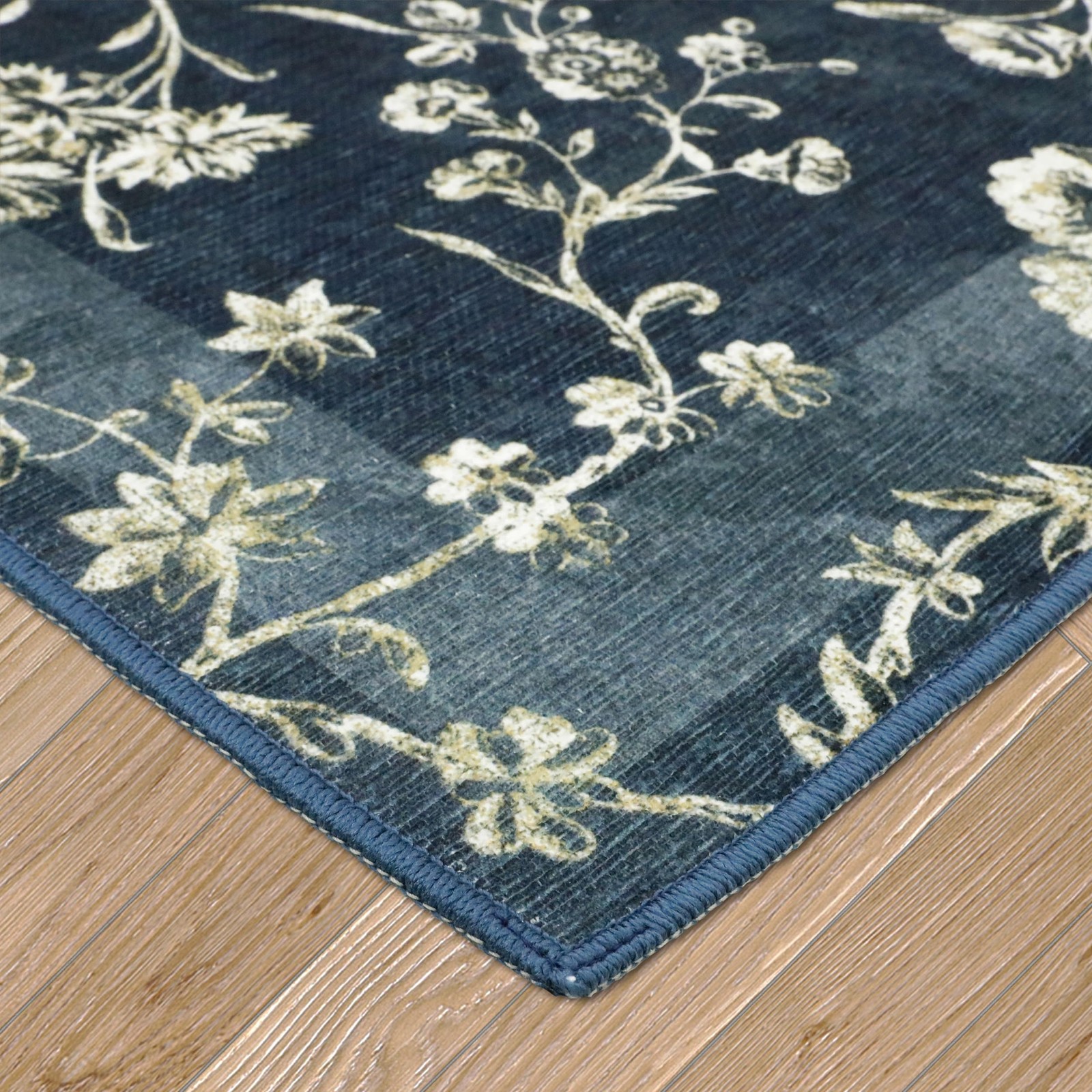 Laura Ashley Dark 2’2″ x 3’9″ (Rectangular), Navy Aria Floral Border